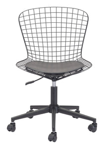 23.2" x 23.2" x 33.1" Black, Leatherette, Chromed Steel, Office Chair w/ Cushion