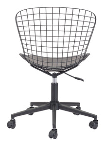 23.2" x 23.2" x 33.1" Black, Leatherette, Chromed Steel, Office Chair w/ Cushion