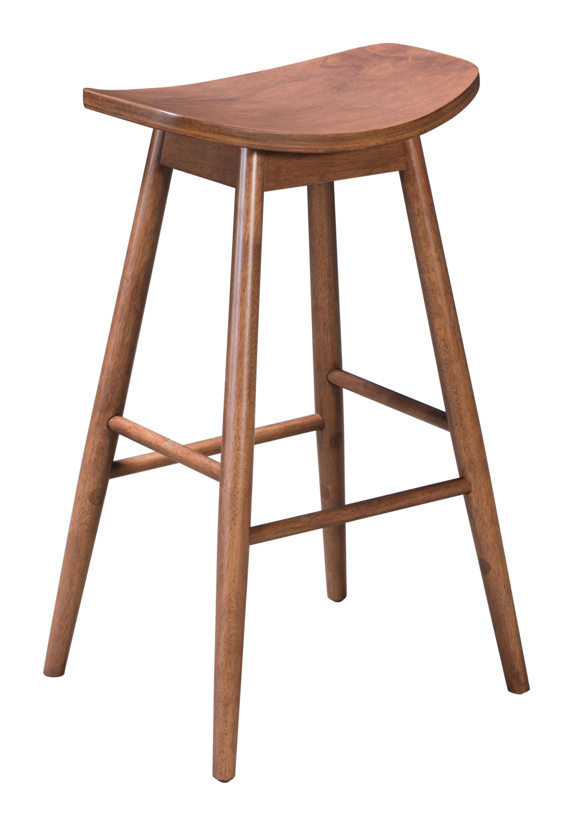 18.9" x 16.5" x 31.3" Walnut, Wood Veneer, Rubberwood, Barstool - Set of 2