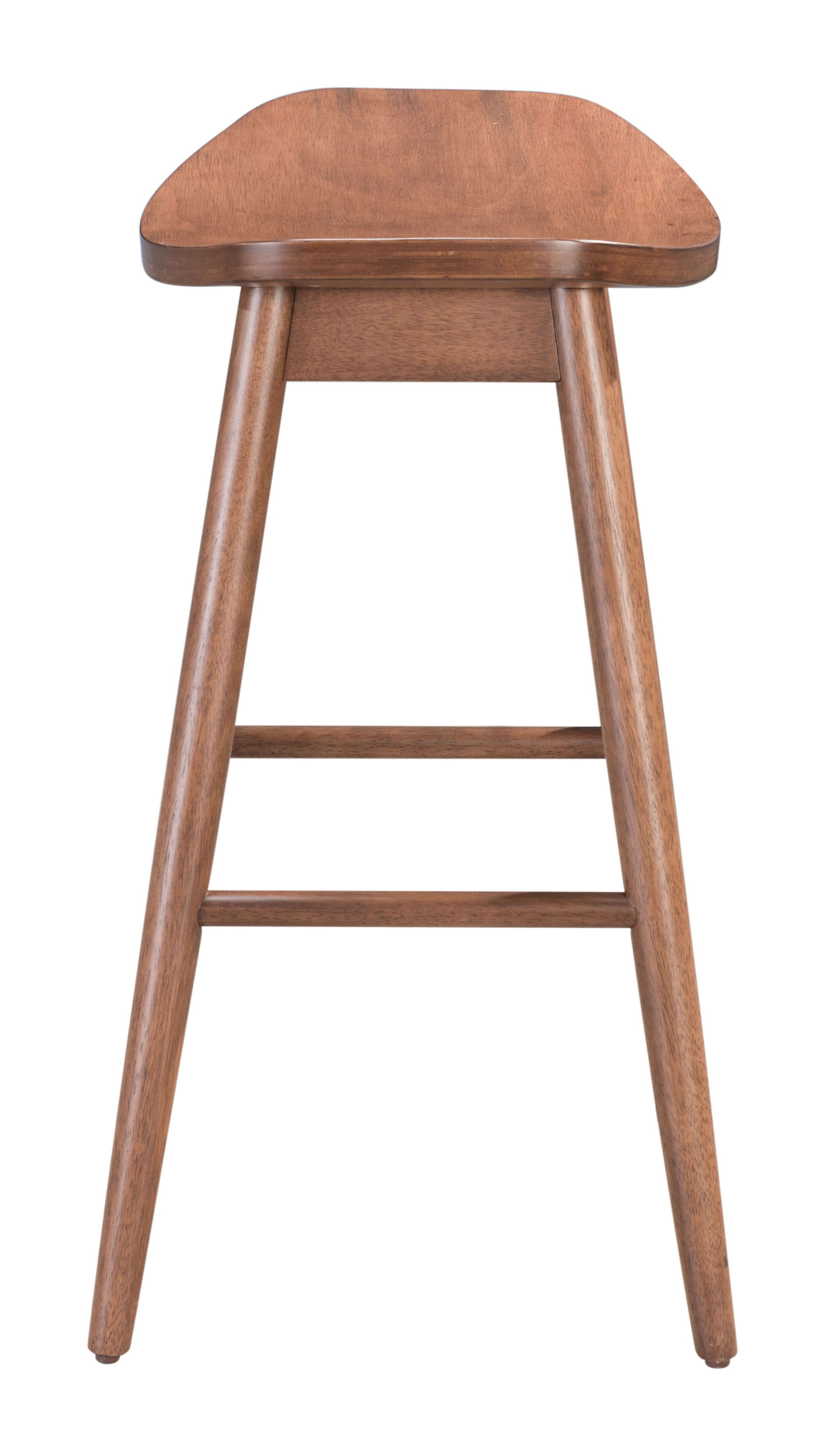 18.7" x 15.2" x 27" Walnut, Wood Veneer, Rubberwood, Counter Stool - Set of 2