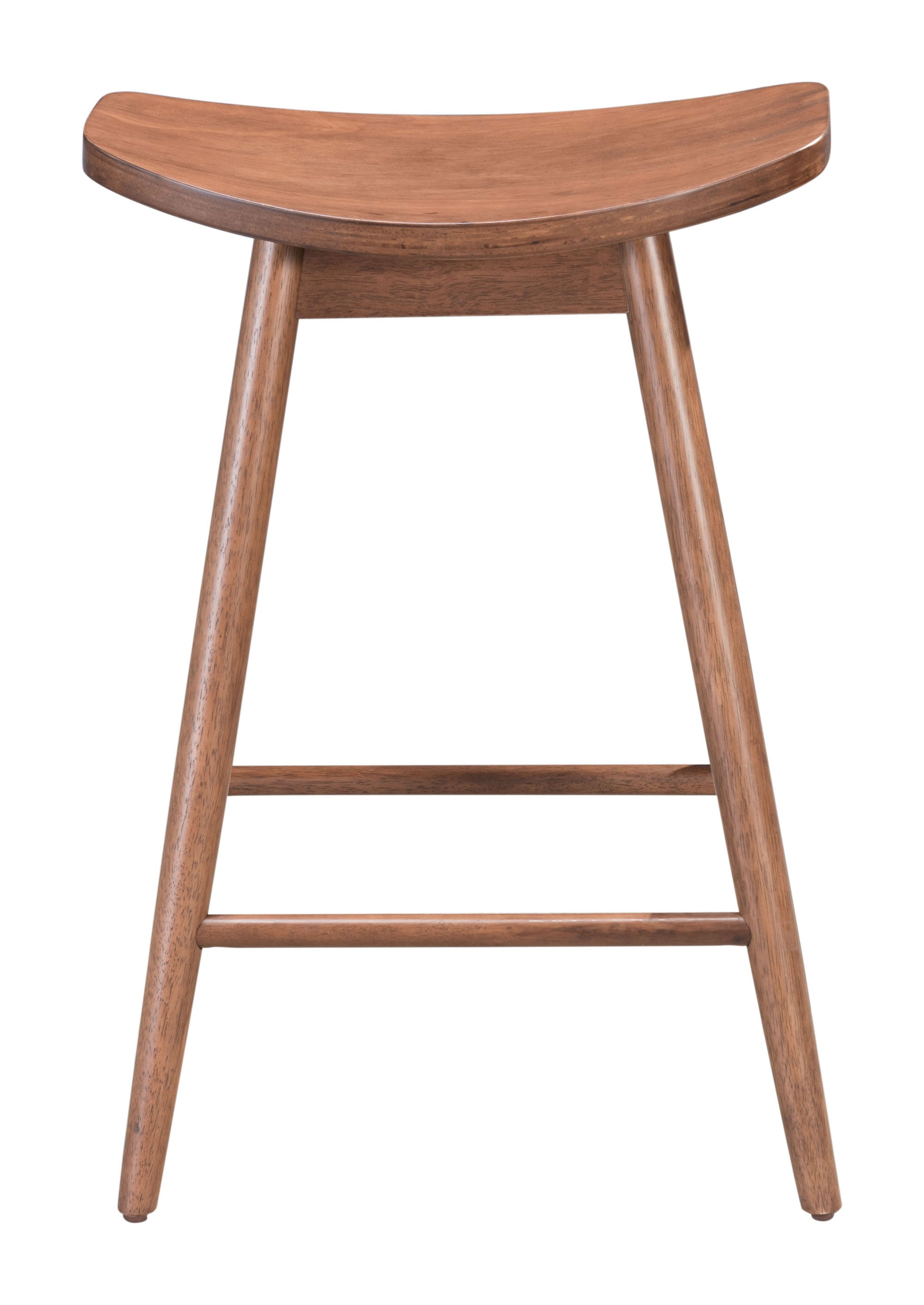 18.7" x 15.2" x 27" Walnut, Wood Veneer, Rubberwood, Counter Stool - Set of 2