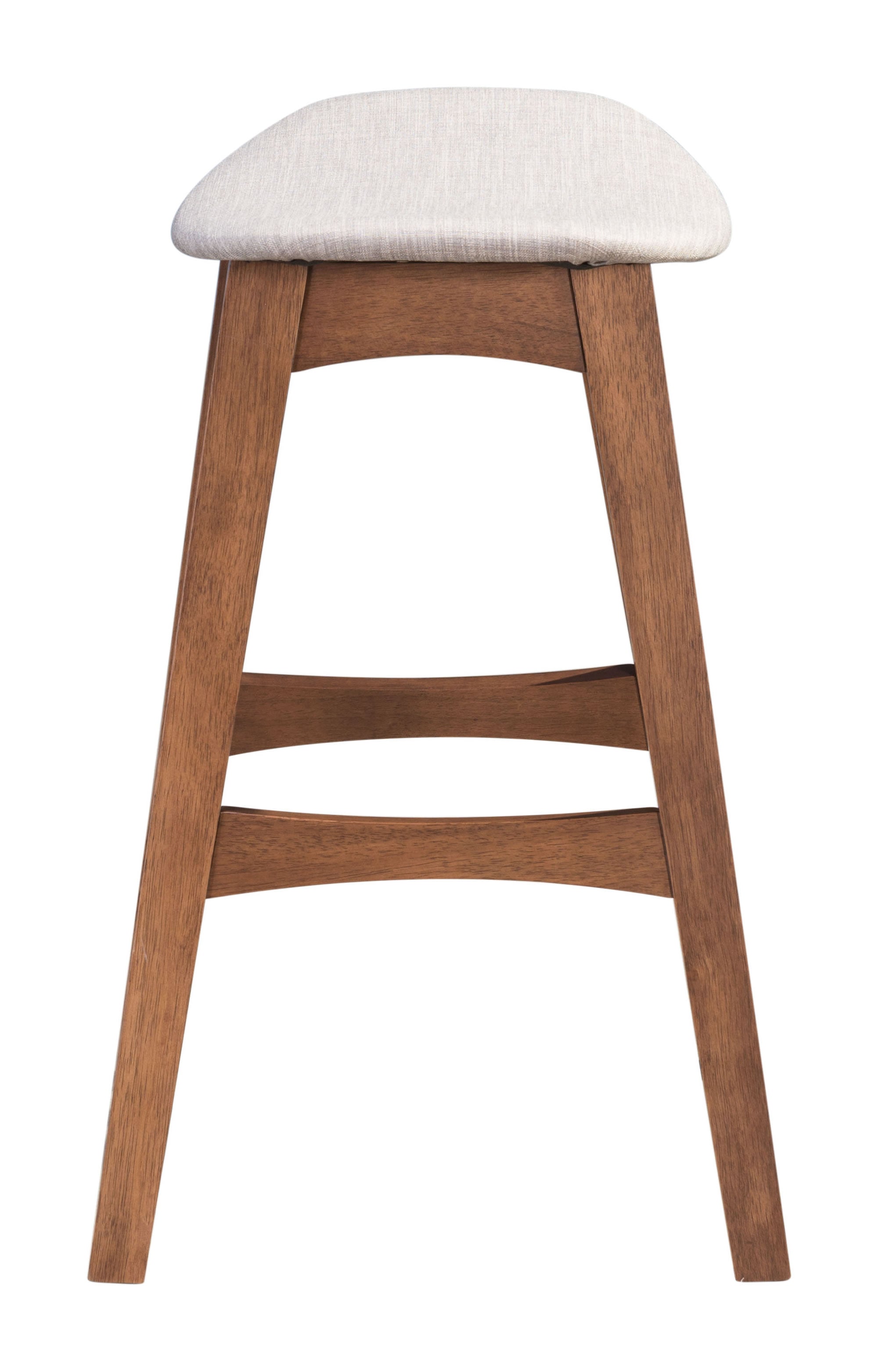 18.7" x 15.9" x 26" Gray & Walnut, Poly Blend, Rubberwood, Counter Stool - Set of 2