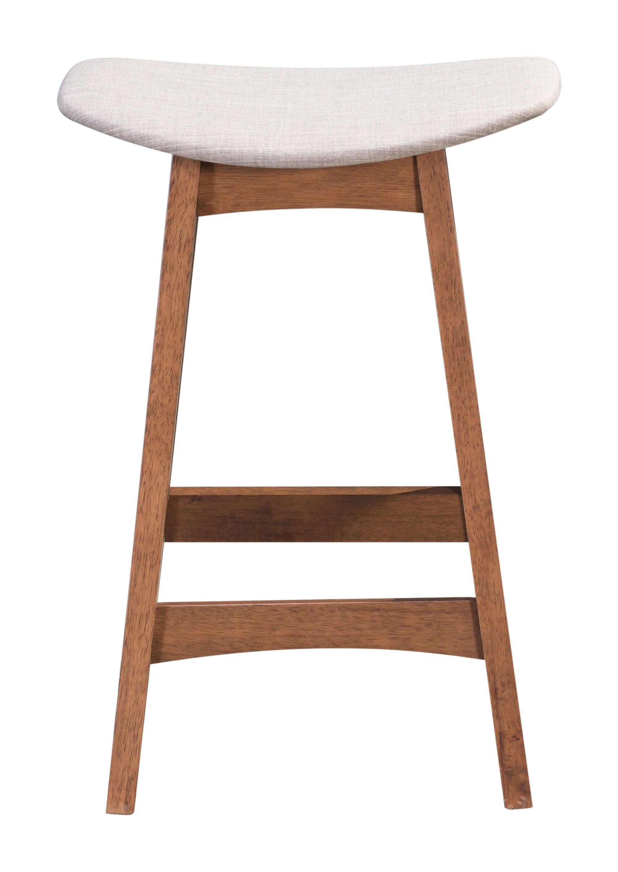 18.7" x 15.9" x 26" Gray & Walnut, Poly Blend, Rubberwood, Counter Stool - Set of 2