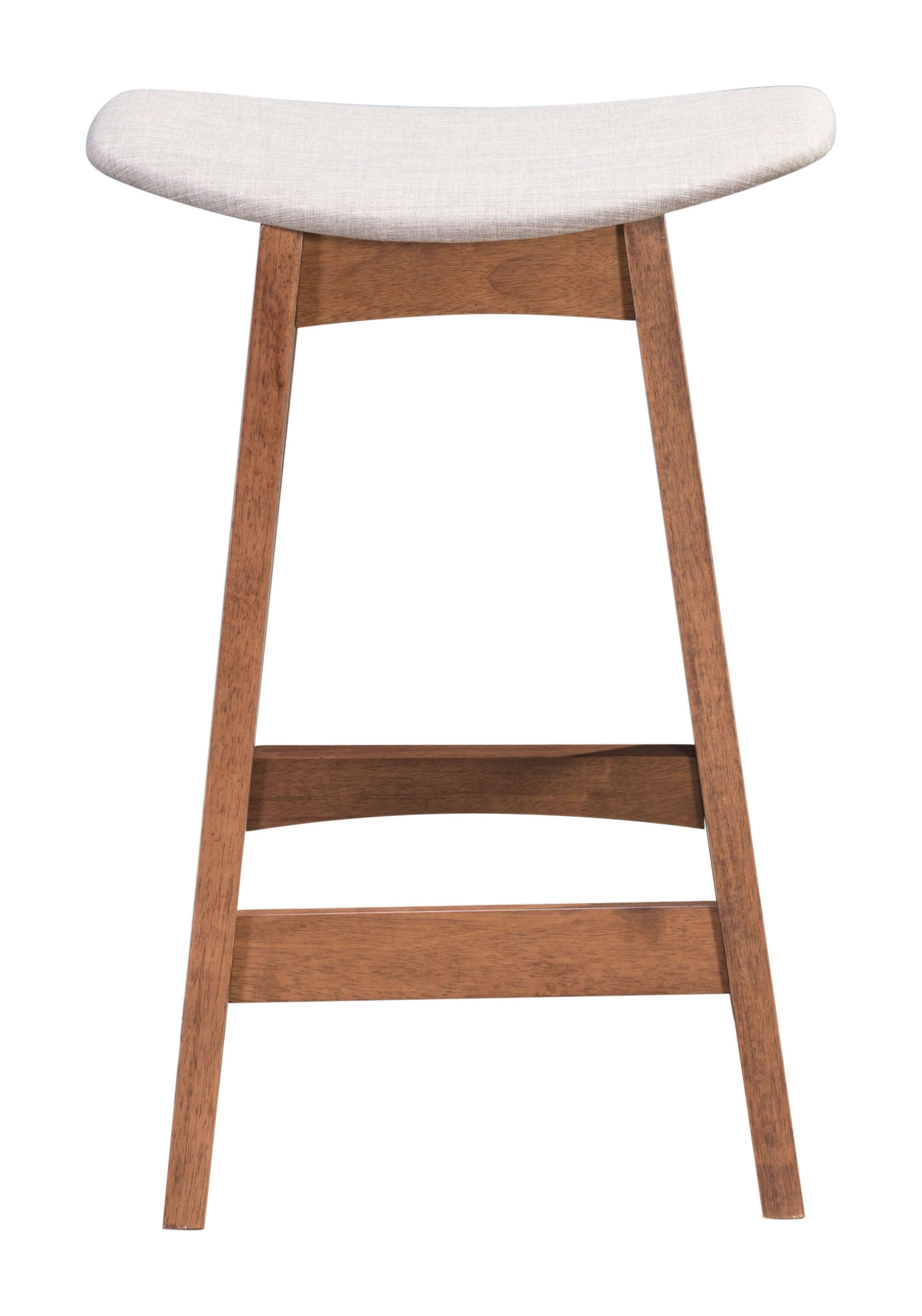 18.7" x 15.9" x 26" Gray & Walnut, Poly Blend, Rubberwood, Counter Stool - Set of 2