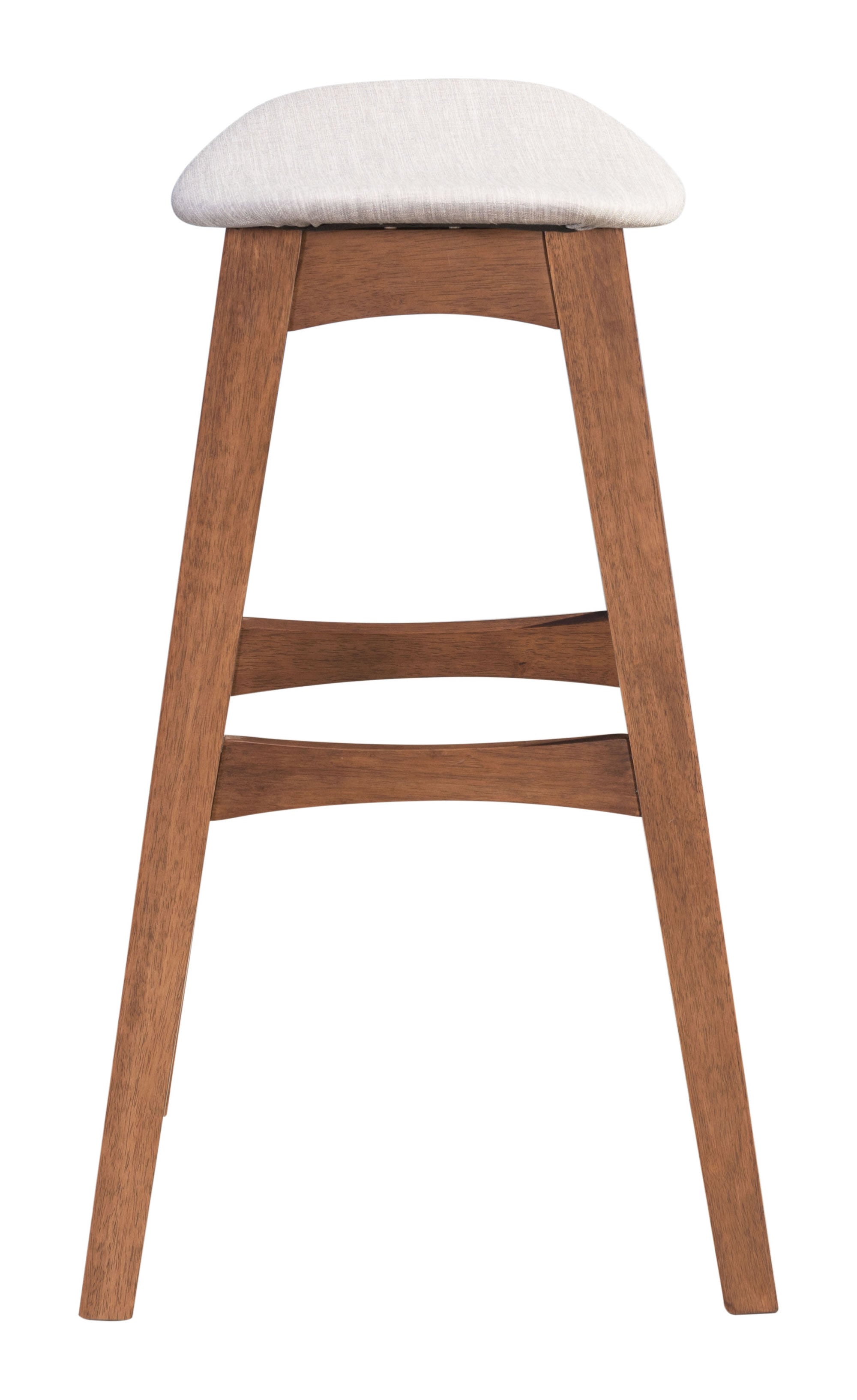 18.7" x 16.5" x 29.9" Gray & Walnut, Wood Veneer, Rubberwood, Barstool Dove - Set of 2