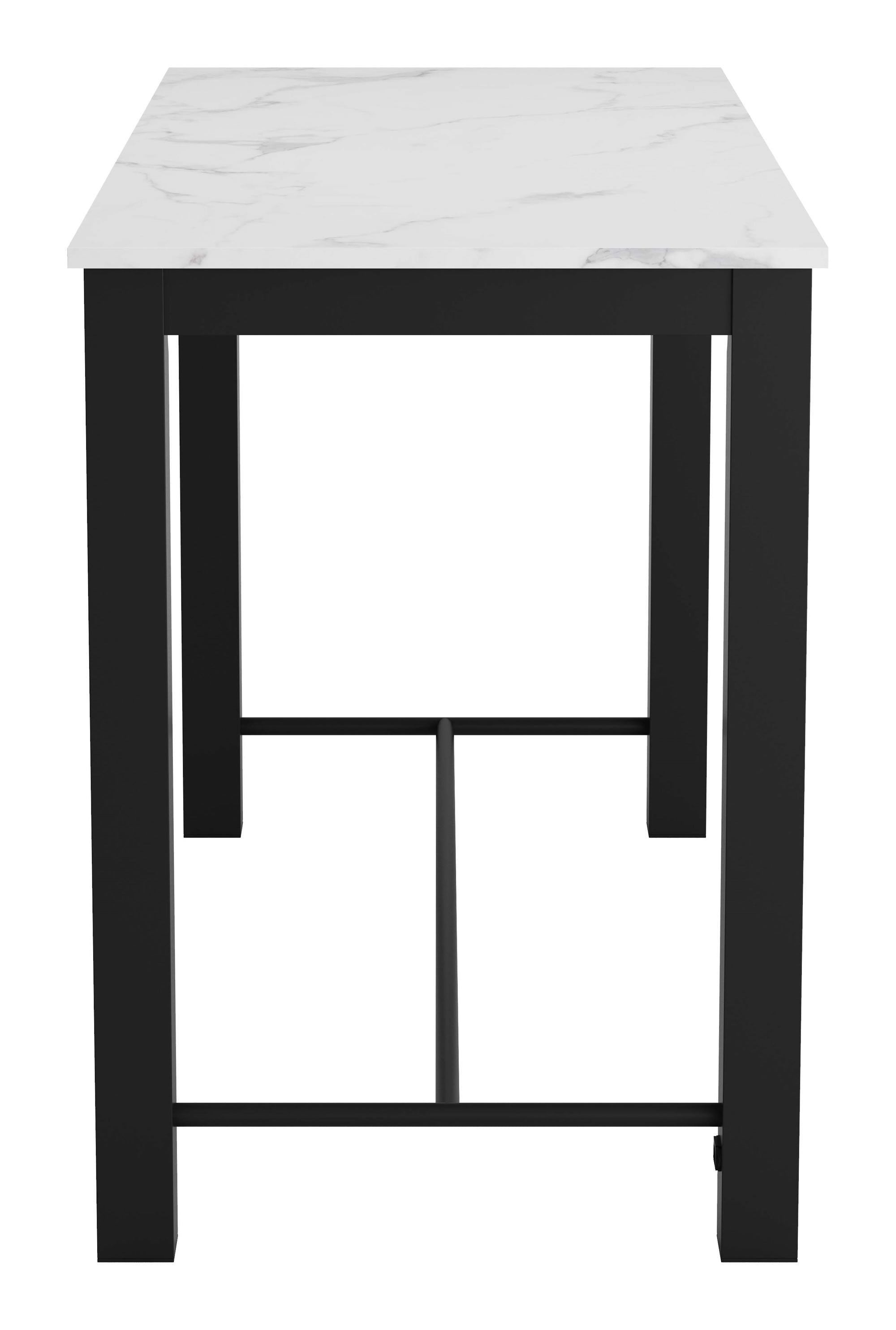 72" x 29.9" x 41.9" Faux Marble & Matte Black, Faux Marble, Steel, Bar Table Faux