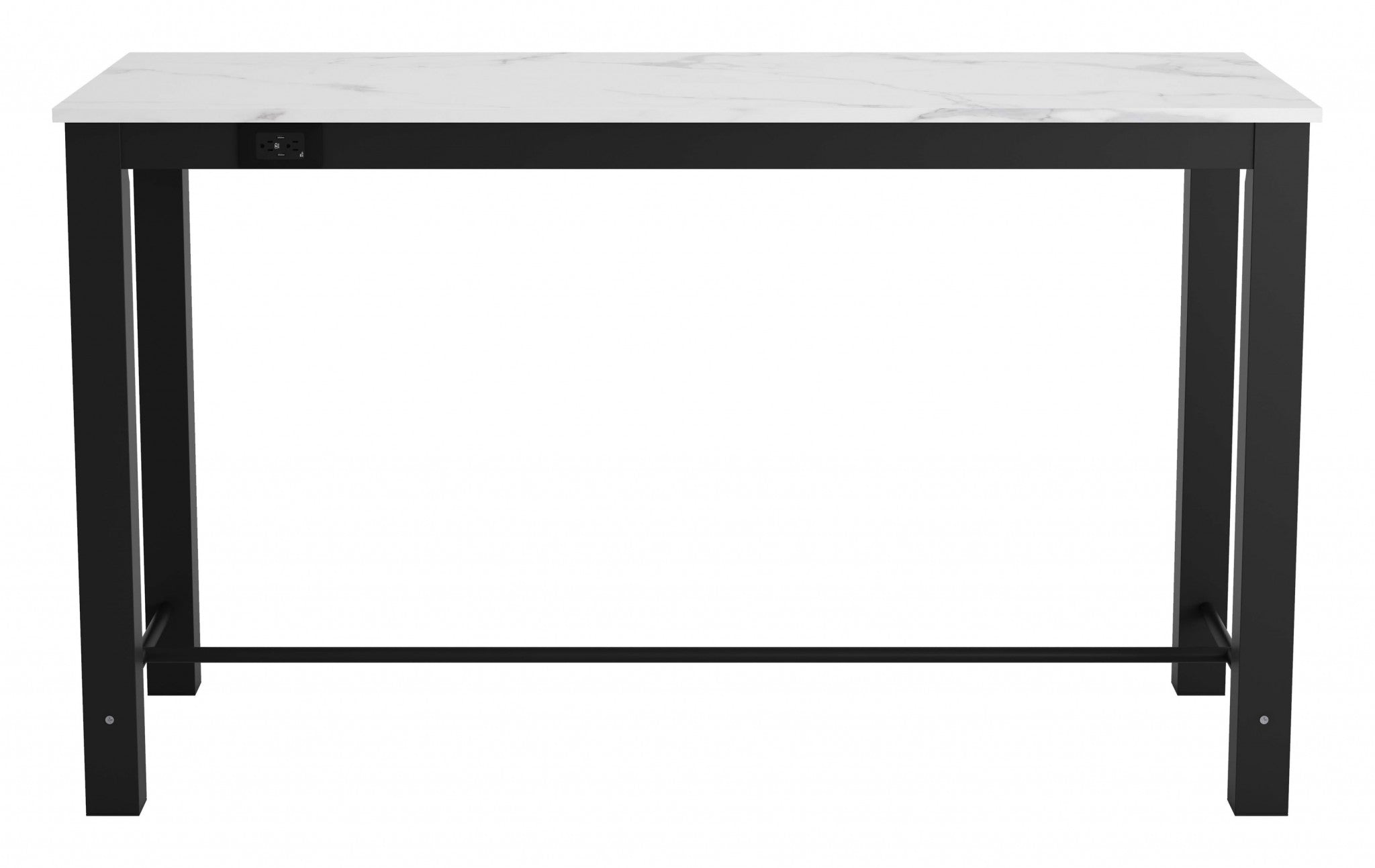 72" x 29.9" x 41.9" Faux Marble & Matte Black, Faux Marble, Steel, Bar Table Faux