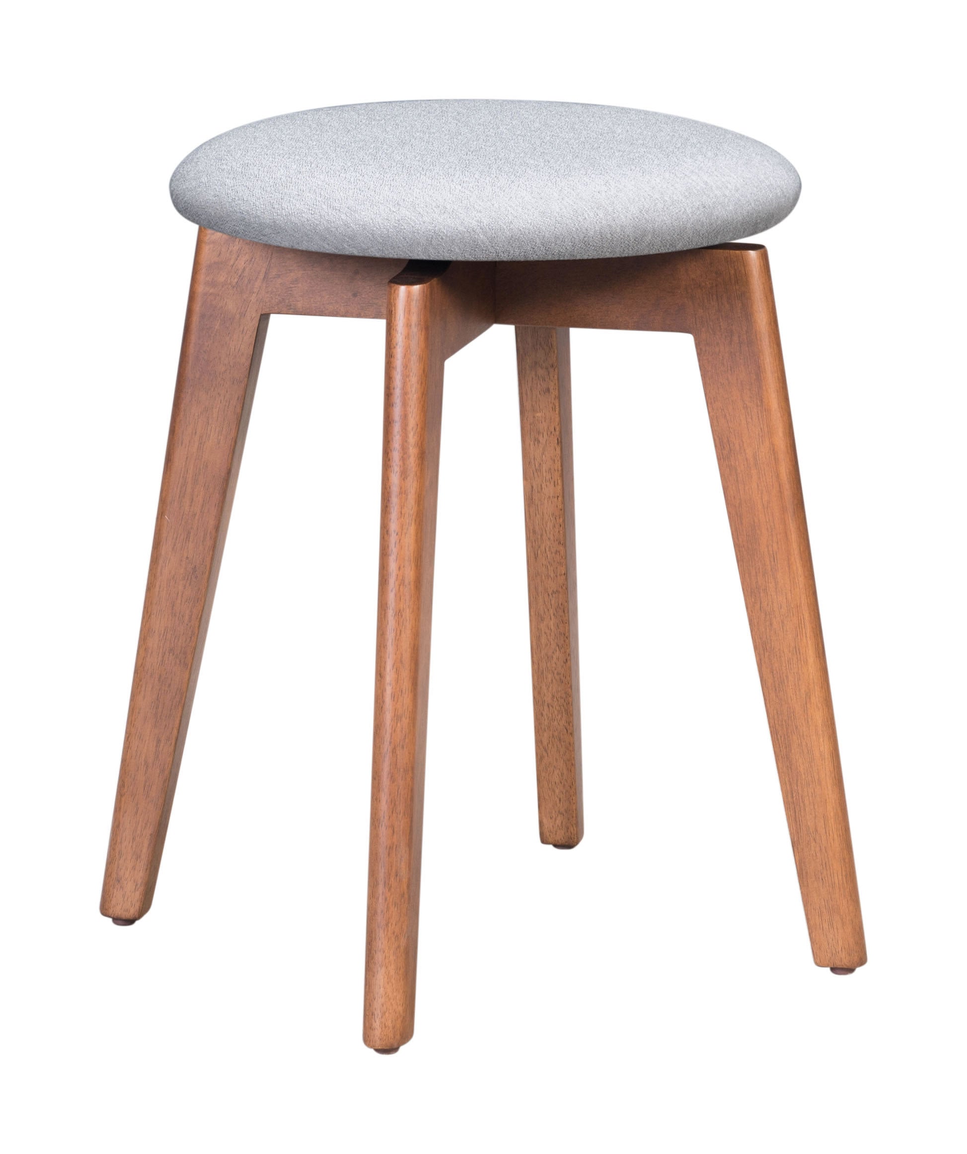 18.1" x 18.1" x 19.3" Walnut and Light Gray Poly Linen MDF Rubber Wood Stool  Set of 2