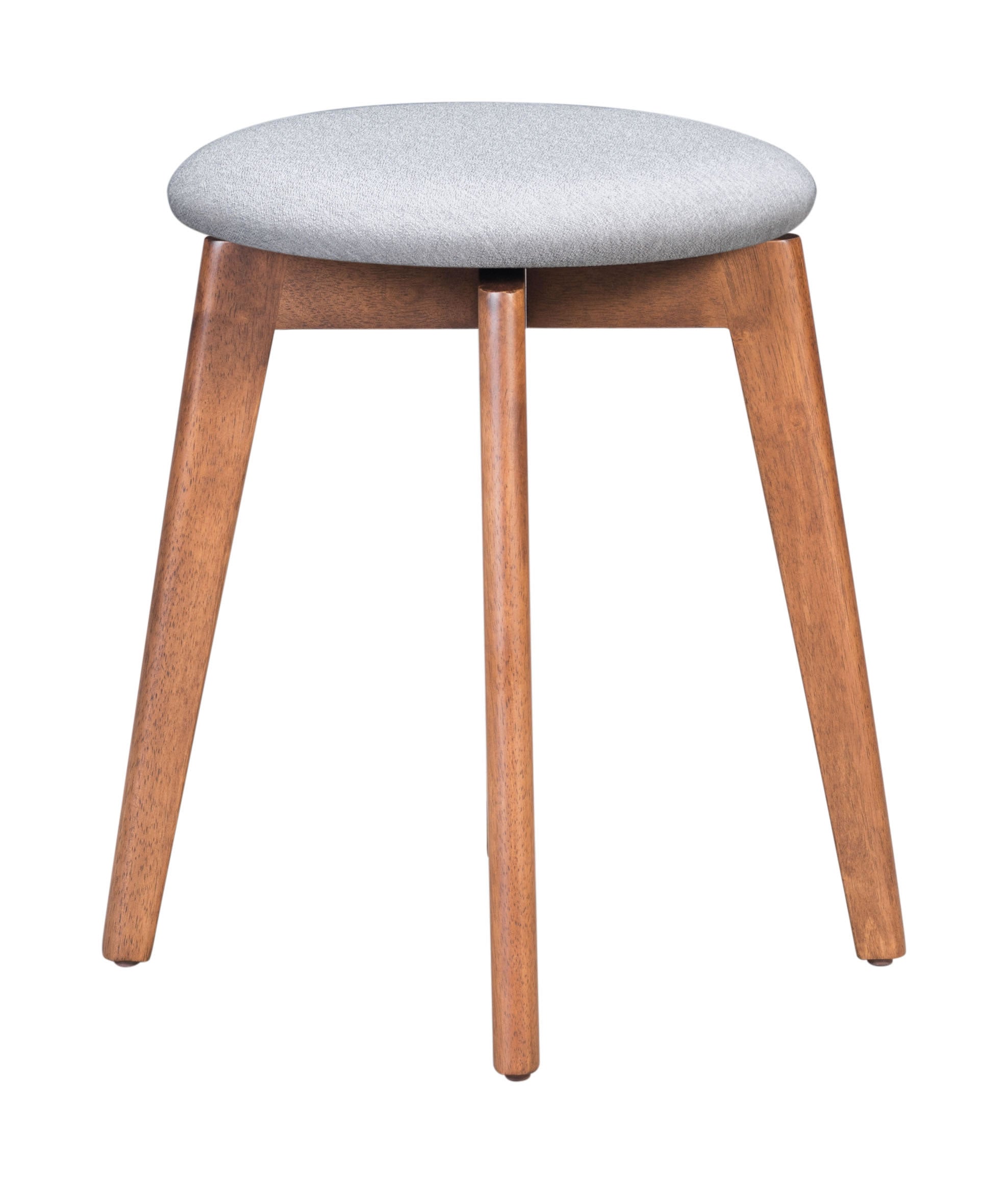 18.1" x 18.1" x 19.3" Walnut and Light Gray Poly Linen MDF Rubber Wood Stool  Set of 2