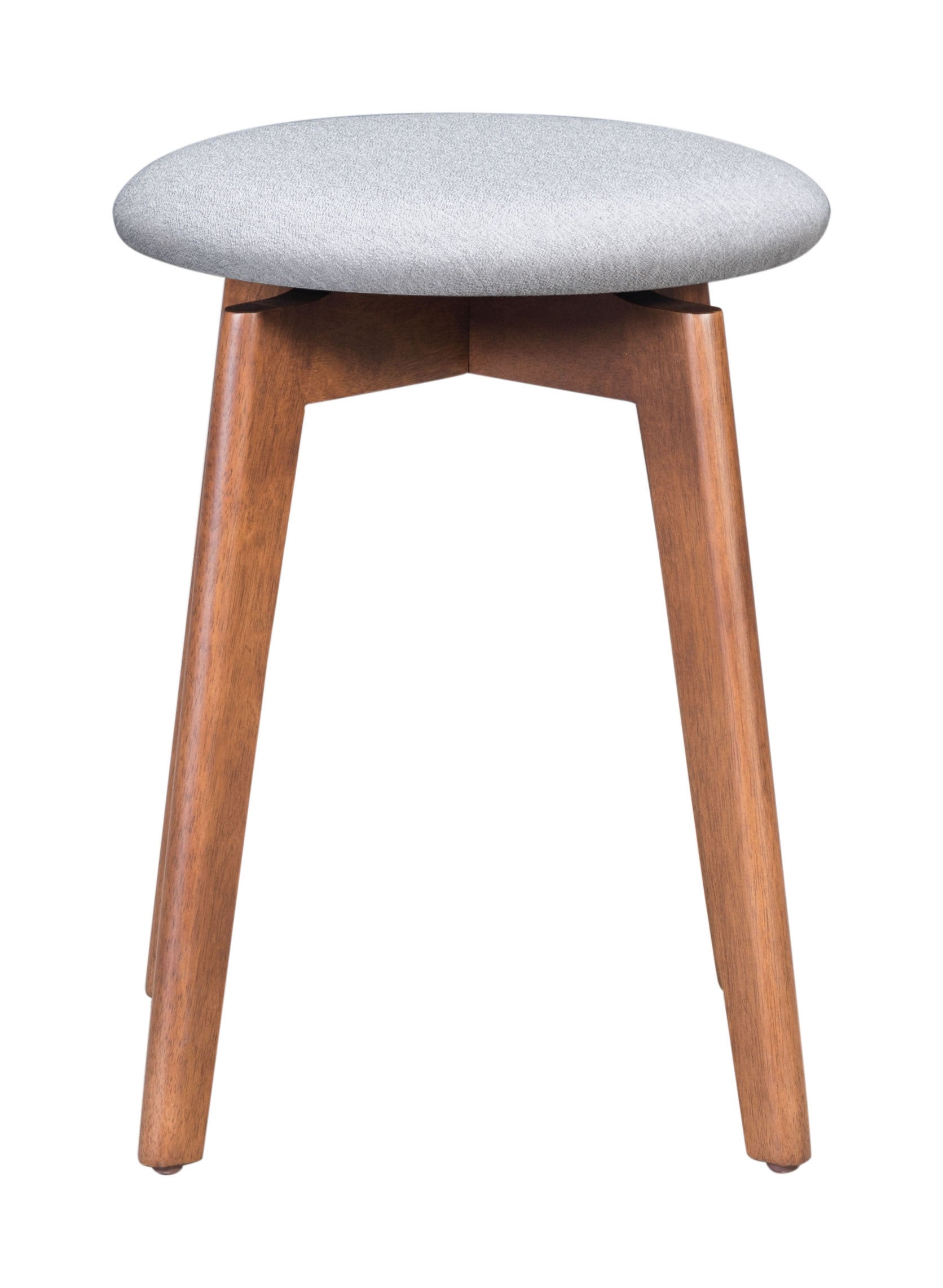 18.1" x 18.1" x 19.3" Walnut and Light Gray Poly Linen MDF Rubber Wood Stool  Set of 2