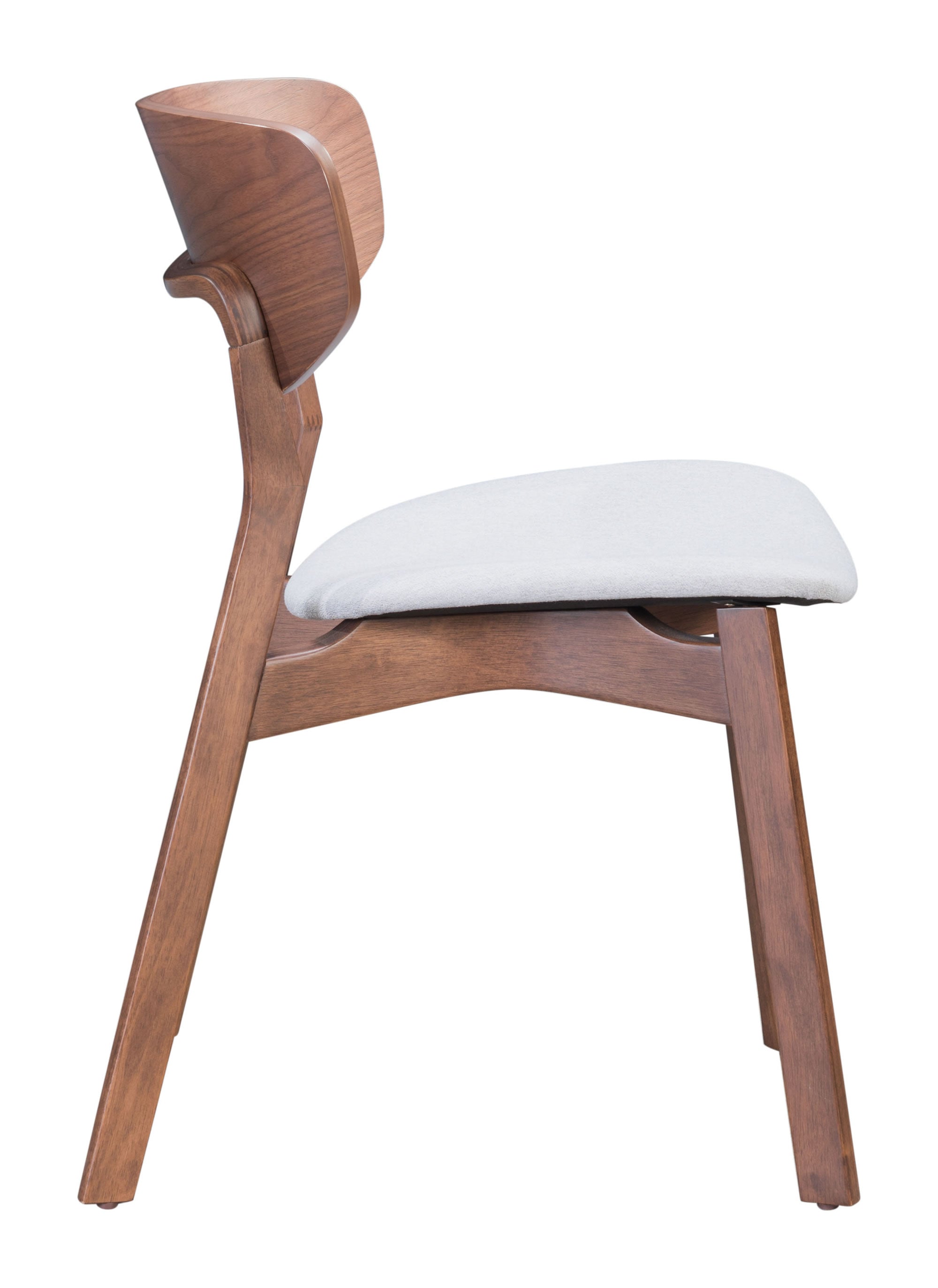 20.1" x 22" x 30.5" Walnut & Light Gray, Rubberwood, Dining Chair - Set of 2