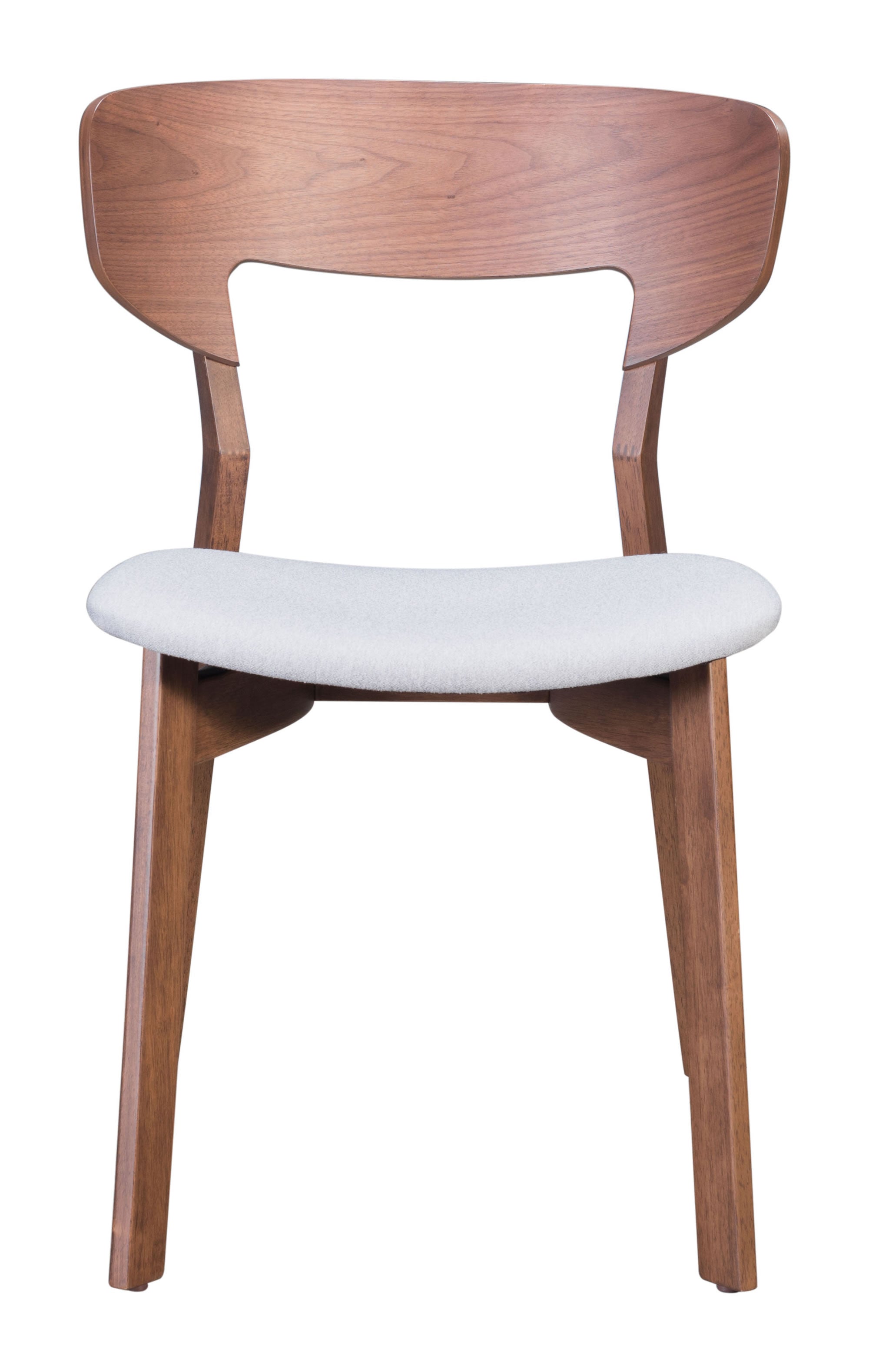 20.1" x 22" x 30.5" Walnut & Light Gray, Rubberwood, Dining Chair - Set of 2