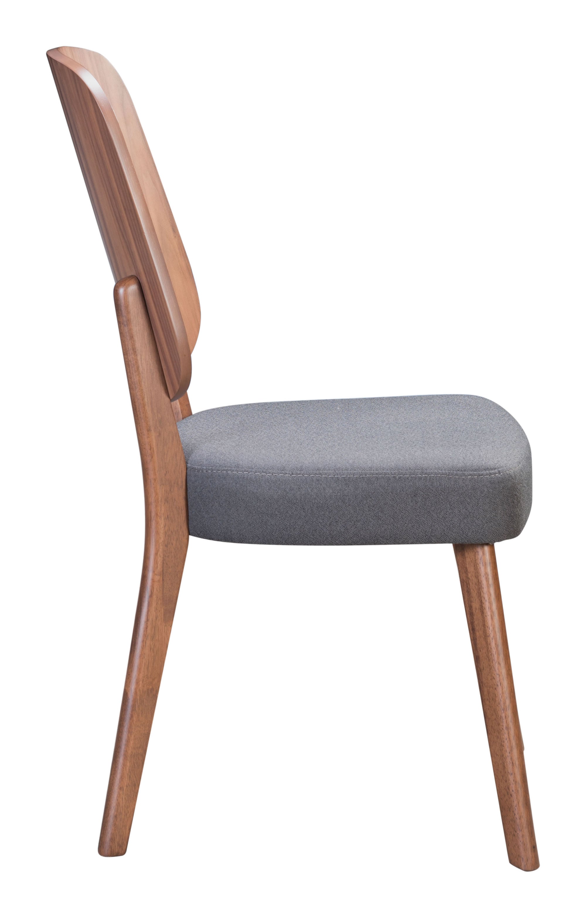 18.9" x 22.4" x 35.4" Walnut & Dark Gray, MDF, Rubber Wood, Dining Chair - Set of 2