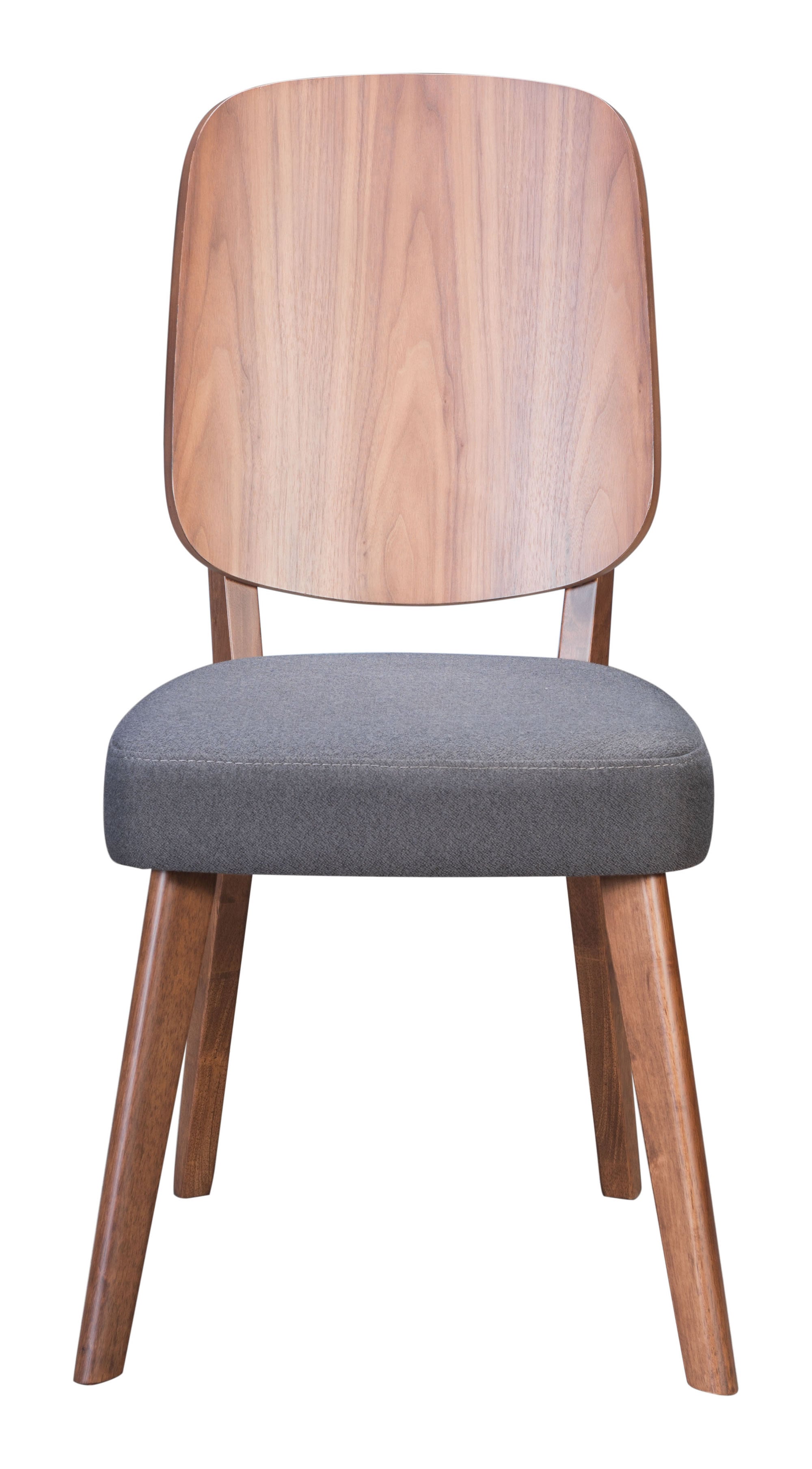 18.9" x 22.4" x 35.4" Walnut & Dark Gray, MDF, Rubber Wood, Dining Chair - Set of 2