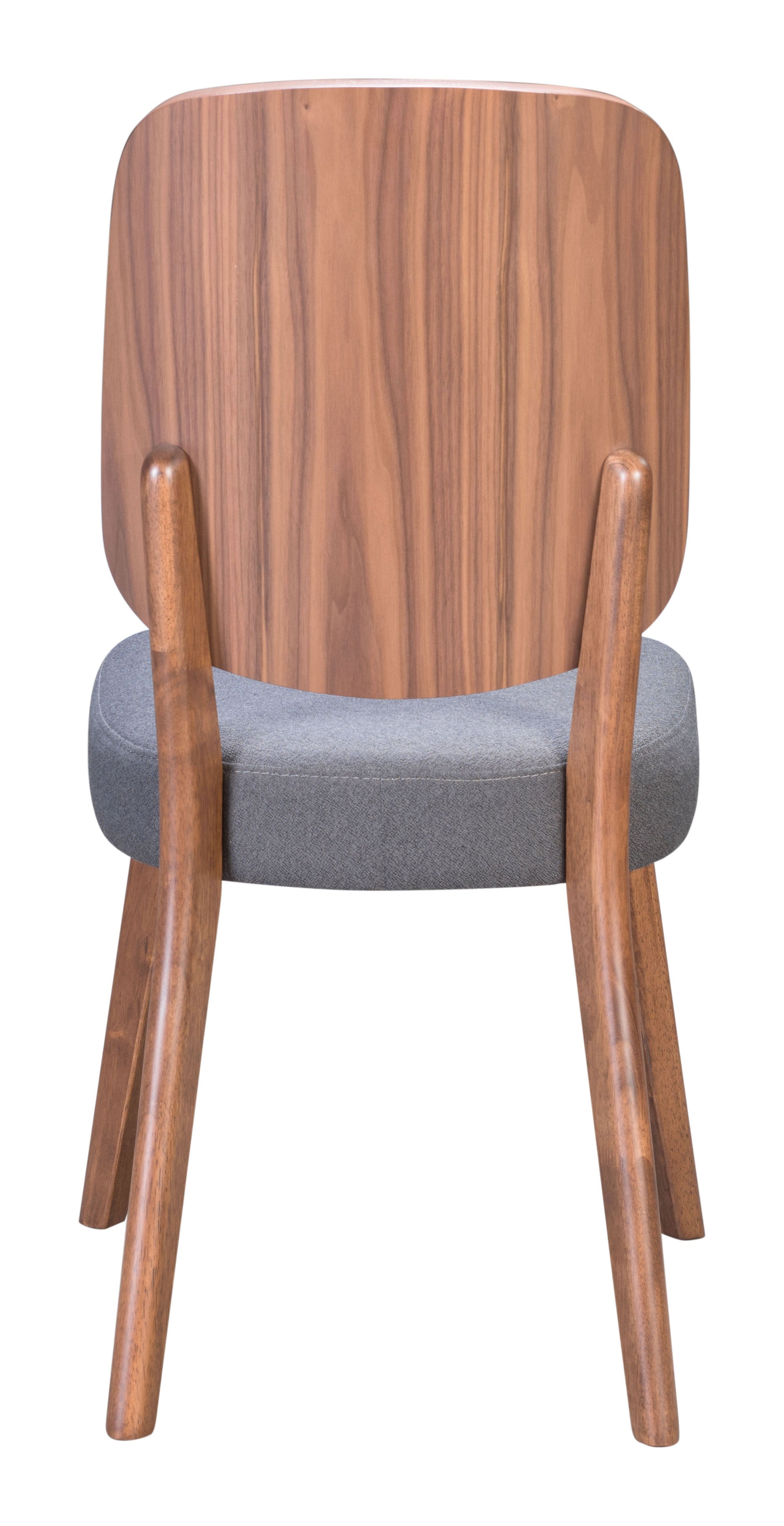 18.9" x 22.4" x 35.4" Walnut & Dark Gray, MDF, Rubber Wood, Dining Chair - Set of 2