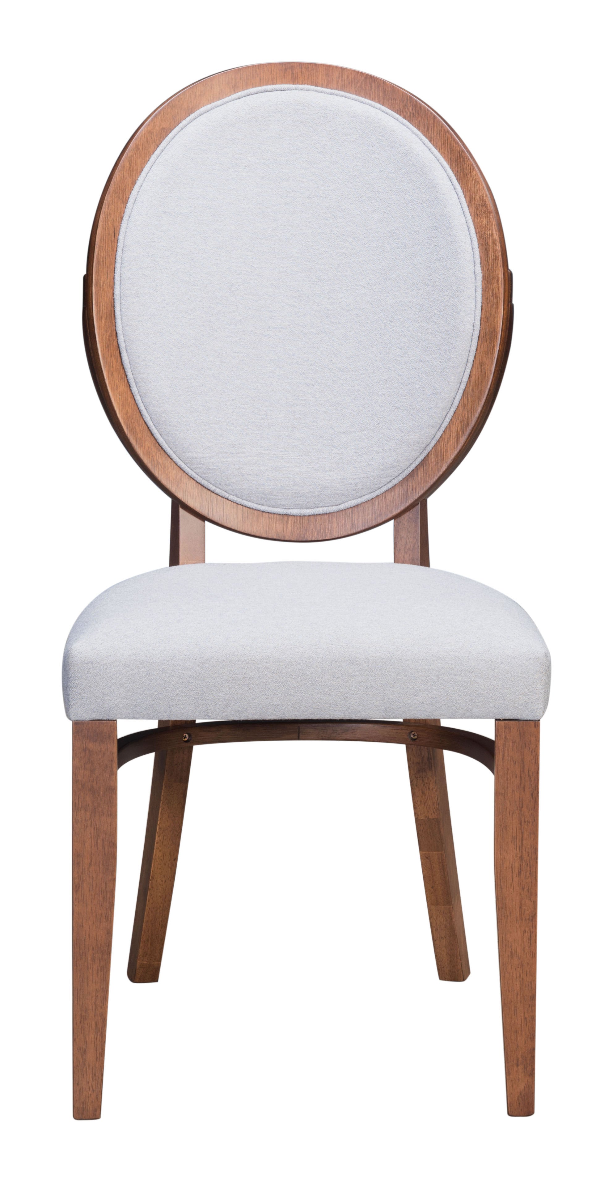 Traditional Natural Finish and Light Gray Dining Chairs Set of 2