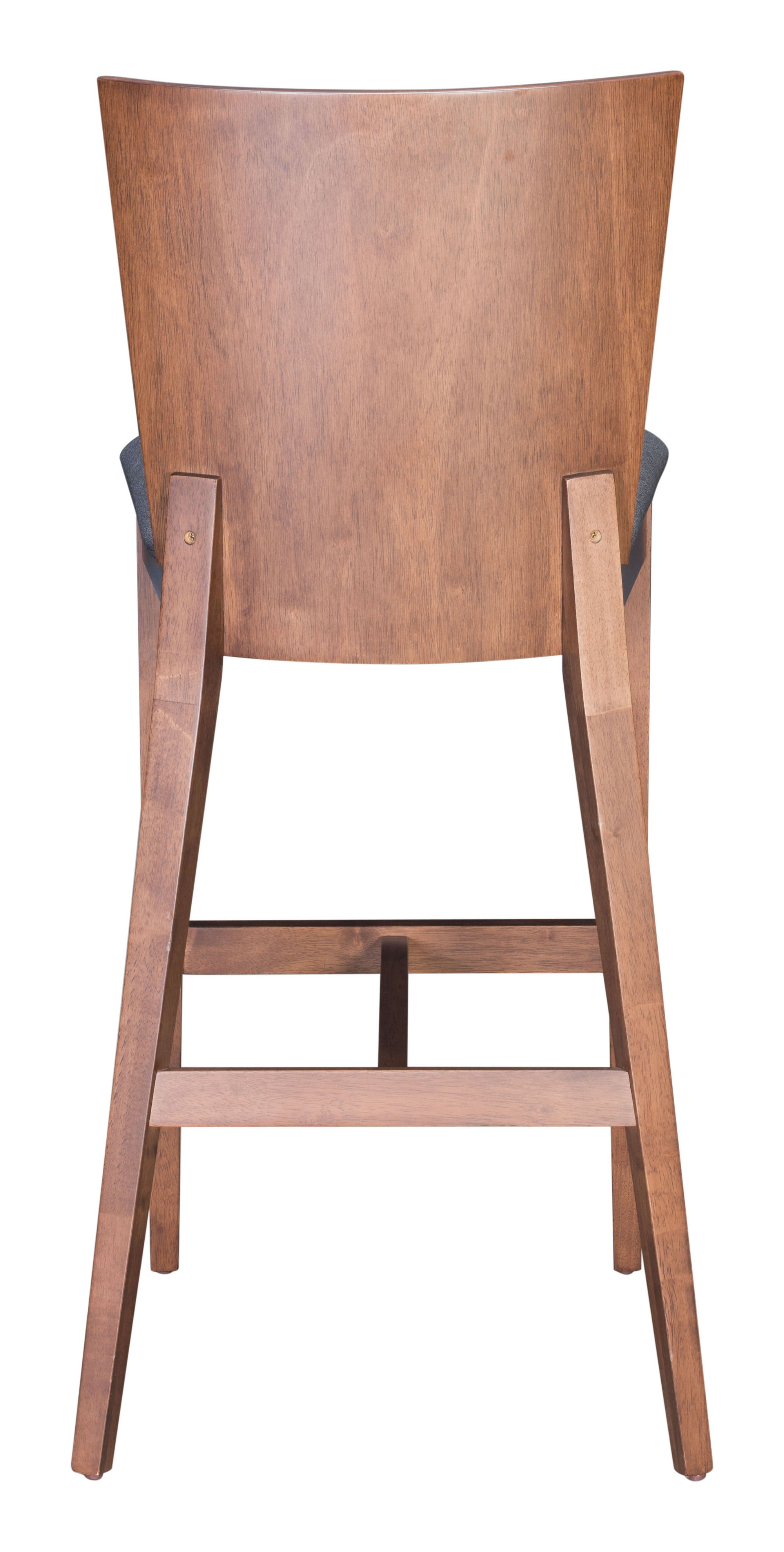 14" x 19.3" x 45.1" Walnut and Dark Gray Poly Linen MDF Rubber Wood Bar Chair
