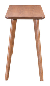 46.5" x 17.7" x 29.3" Walnut, Wood Veneer, MDF, Rubber Wood, Desk