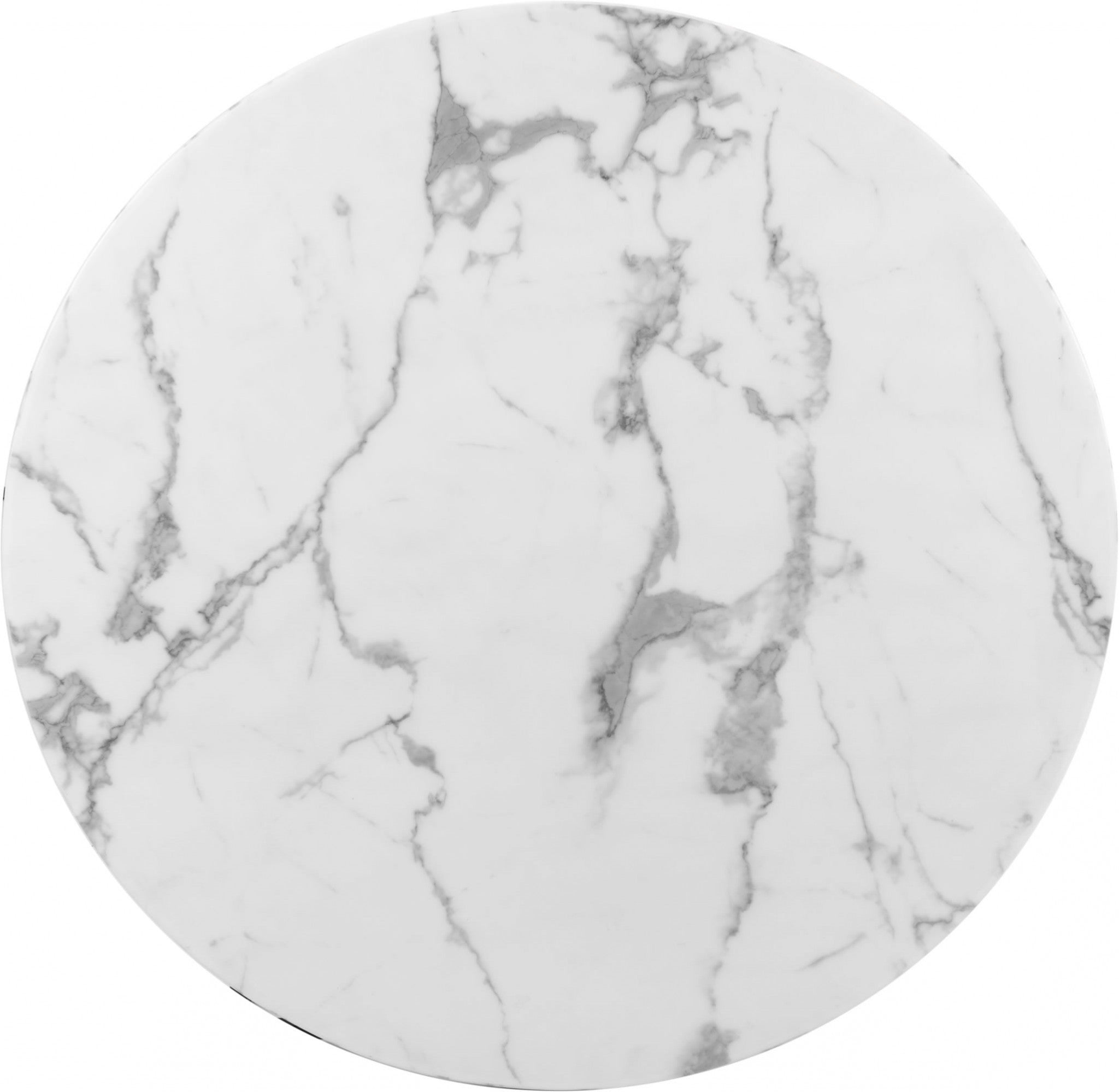 42.1" x 42.1" x 29.9" Stone & Matte Black, Faux Marble, Steel, Dining Table