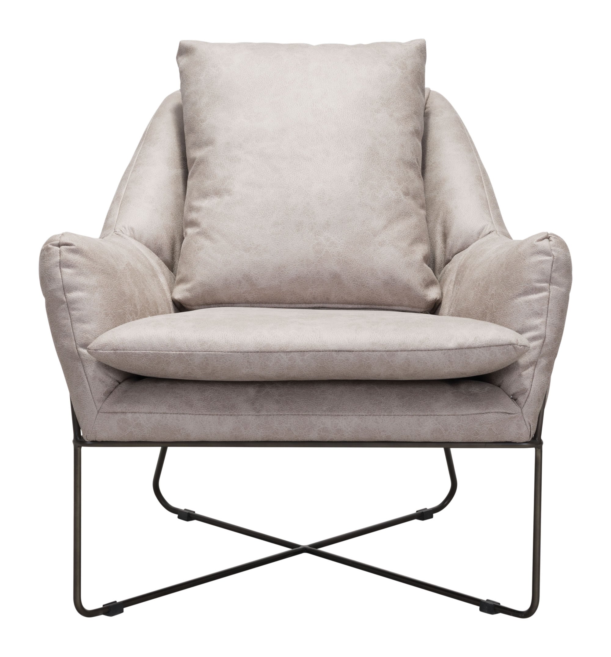 31.9" x 35.8" x 34.3" Distressed Gray, Leatherette, Steel, Lounge Chair