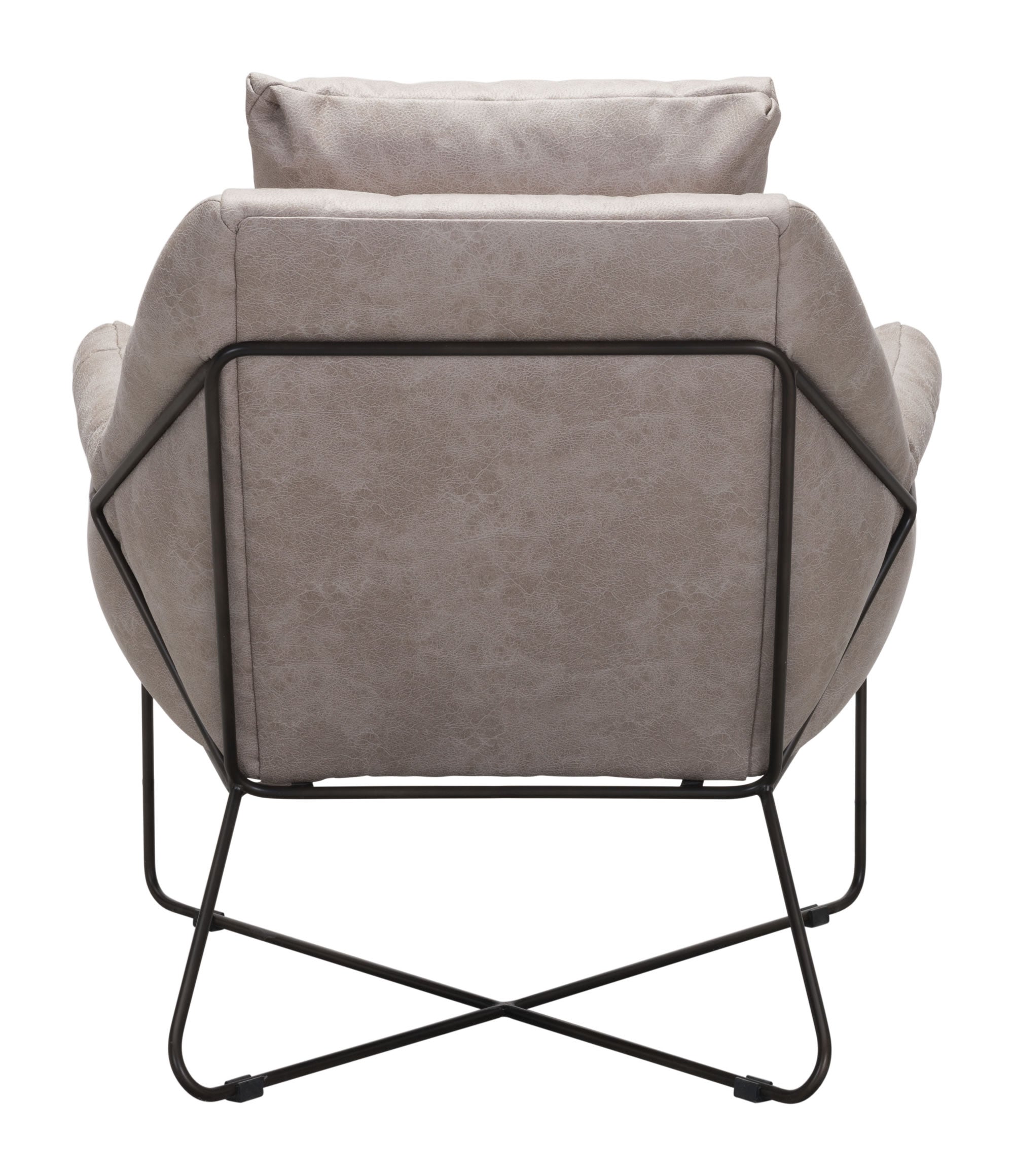 31.9" x 35.8" x 34.3" Distressed Gray, Leatherette, Steel, Lounge Chair