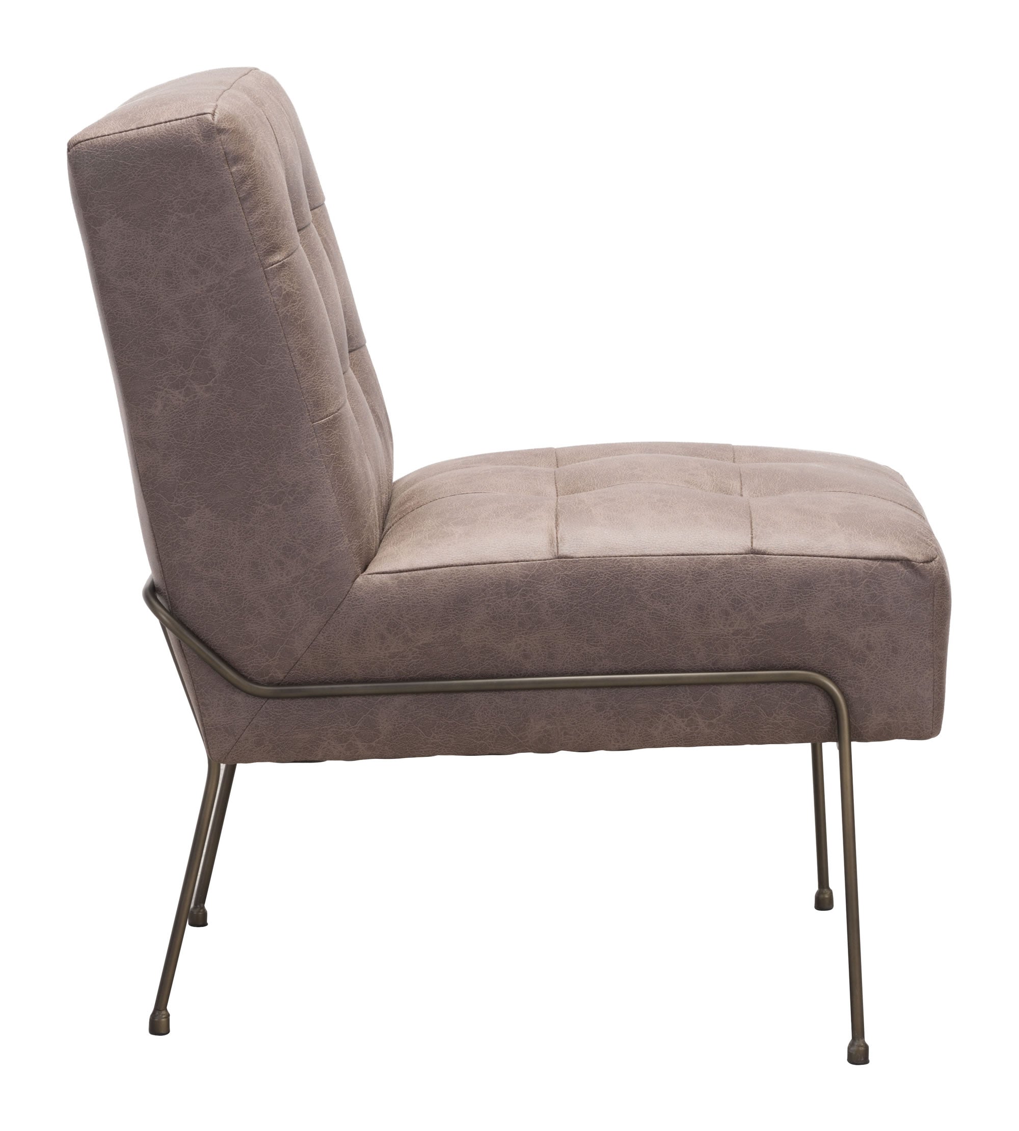 23.6" x 30.3" x 33.5" Espresso, Leatherette, Steel, Occasional Chair Vintage