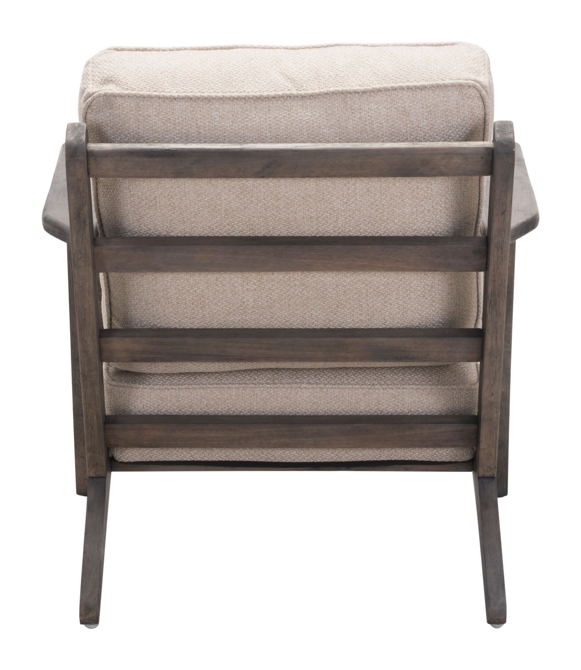 28.9" x 37.4" x 31.9" Beige & Dark Brown, Poly Blend, Rubber Wood, Lounge Chair