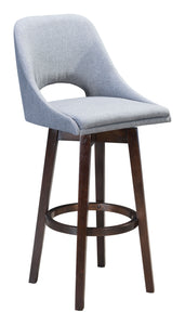 19.1" x 20.1" x 42.9" Gray, Poly Linen, MDF, Rubberwood, Bar Chair