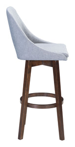 19.1" x 20.1" x 42.9" Gray, Poly Linen, MDF, Rubberwood, Bar Chair