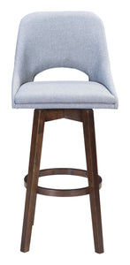 19.1" x 20.1" x 42.9" Gray, Poly Linen, MDF, Rubberwood, Bar Chair