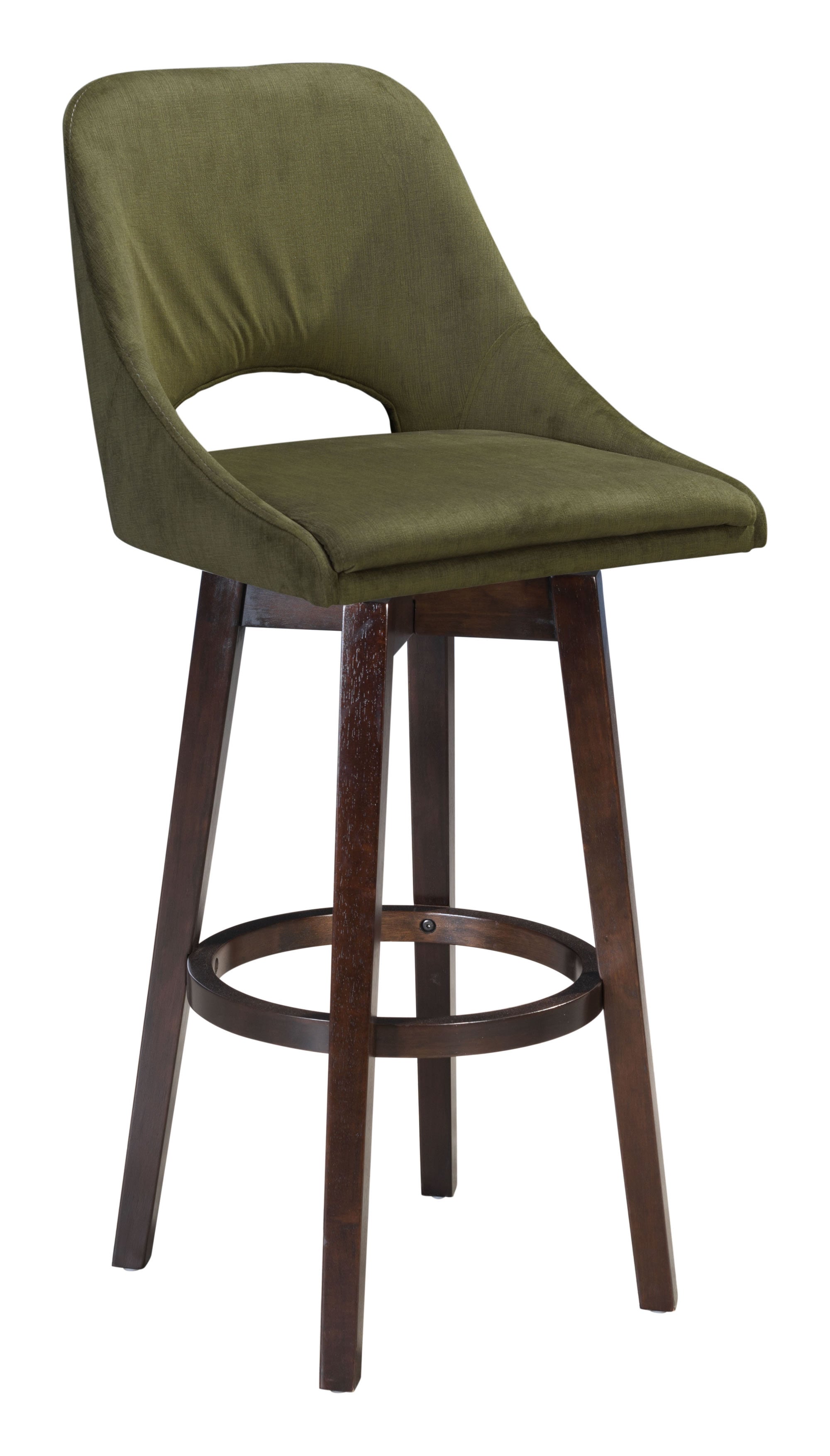19.1" x 20.1" x 42.9" Green, Poly Linen, MDF, Rubberwood, Bar Chair