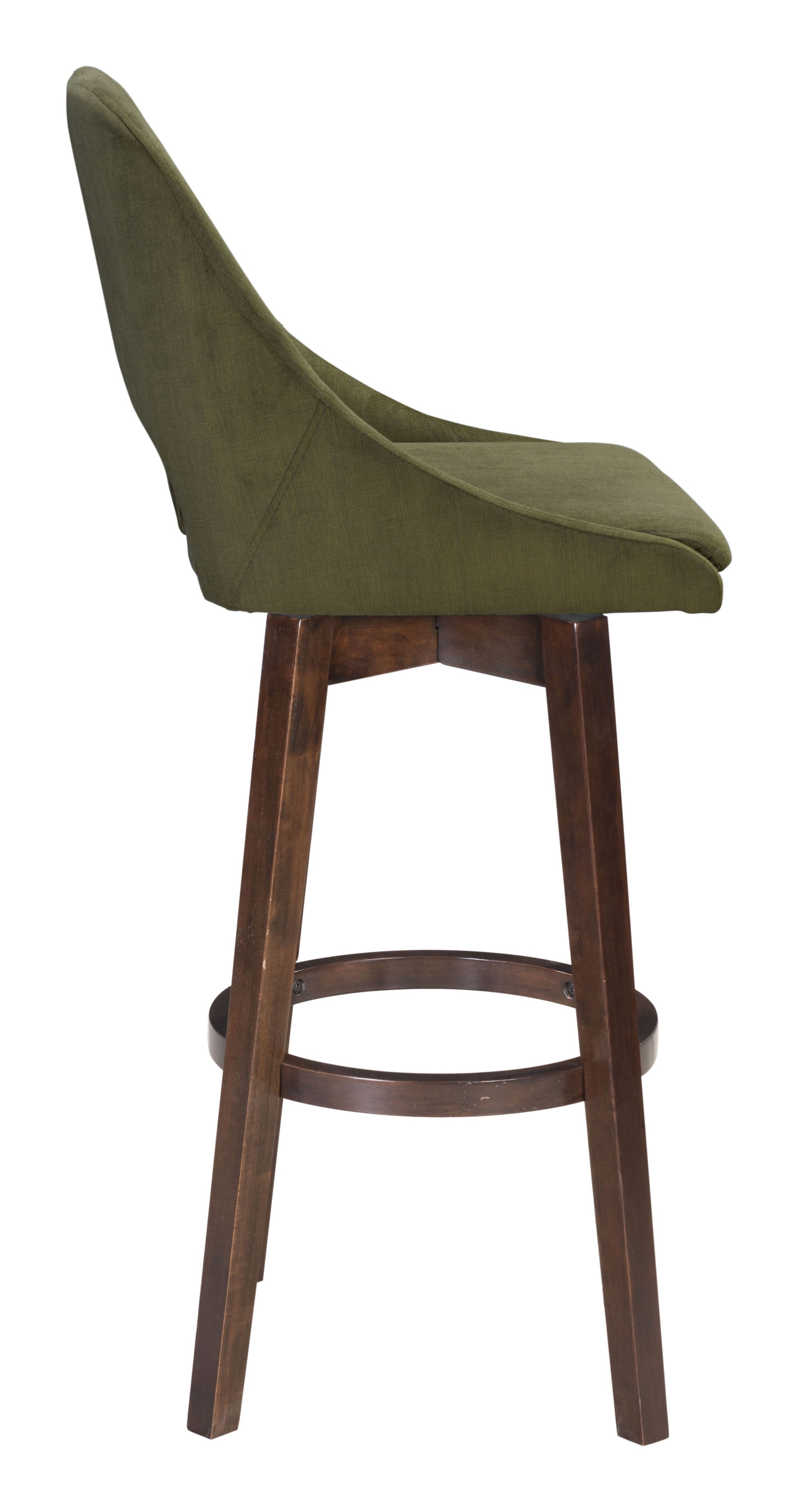 19.1" x 20.1" x 42.9" Green, Poly Linen, MDF, Rubberwood, Bar Chair