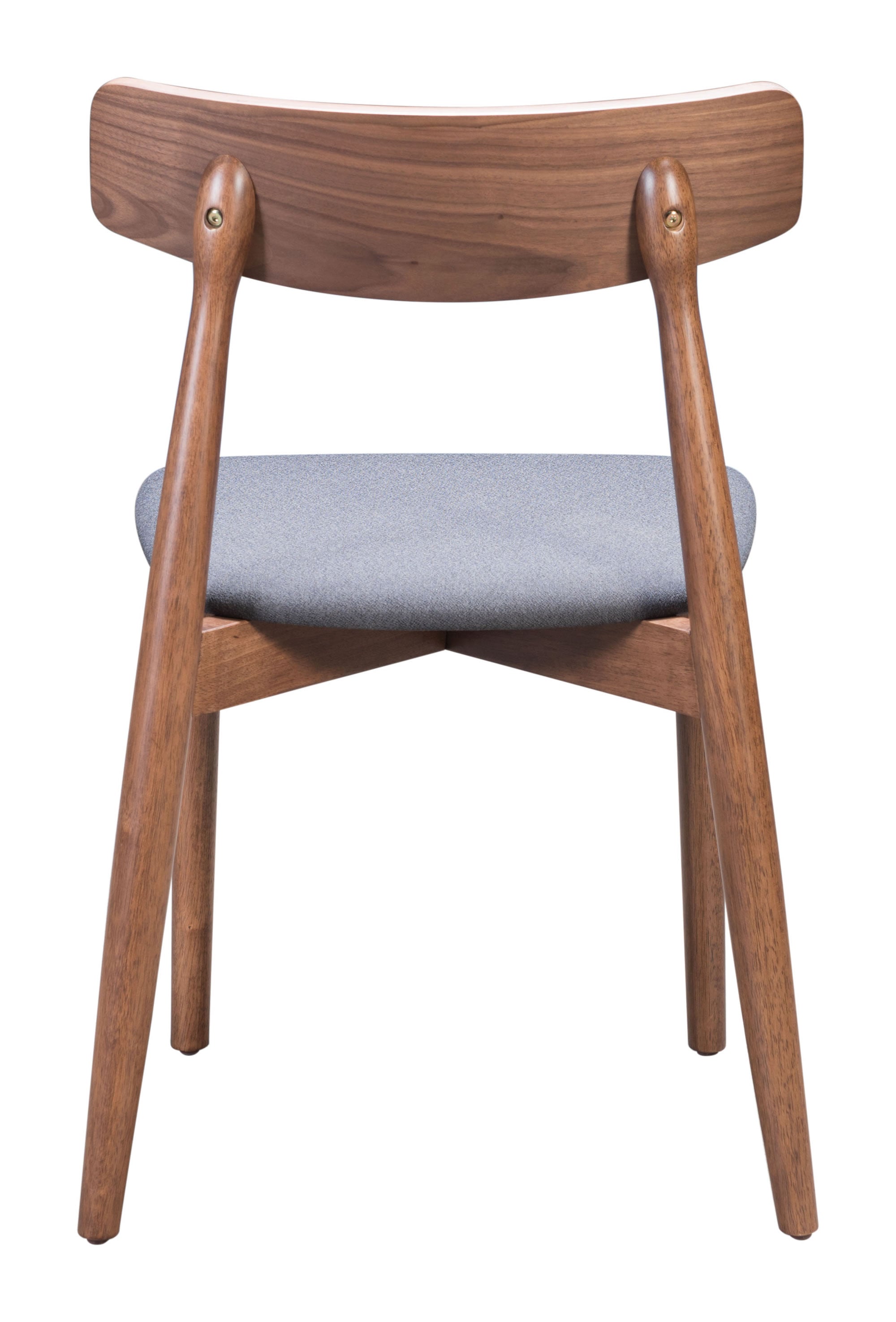 Retro Modern Walnut and Gray Dining Chairs Set of 2