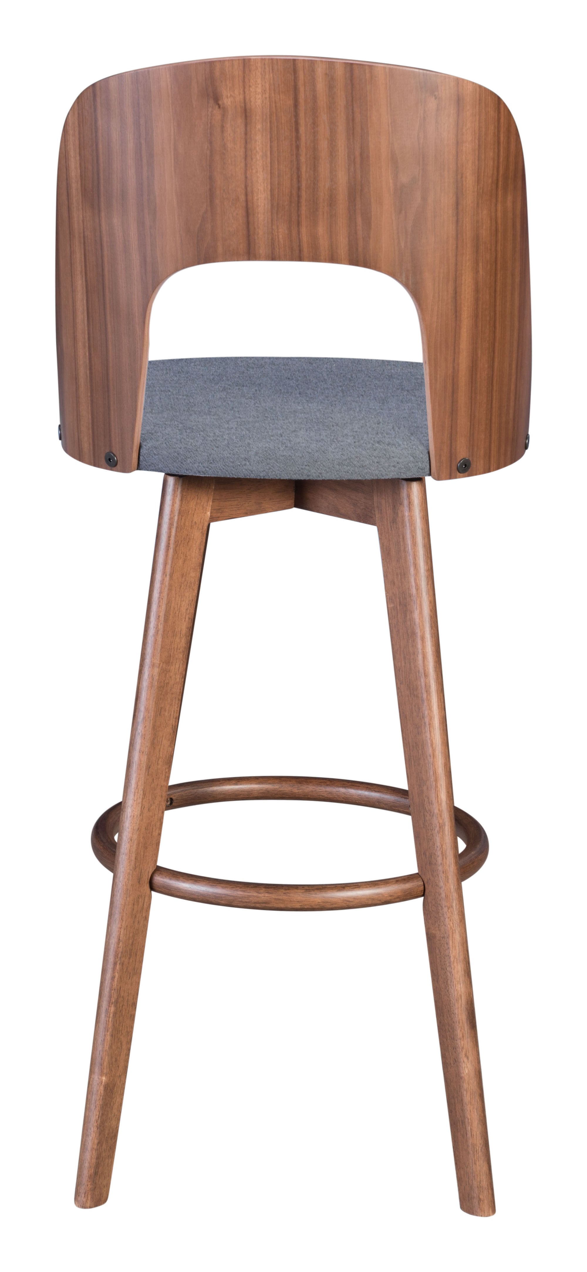 18.1" x 21.1" x 44.9" Walnut & Dark Gray, Poly Blend, Wood Veneer, Barstool - Set of 2