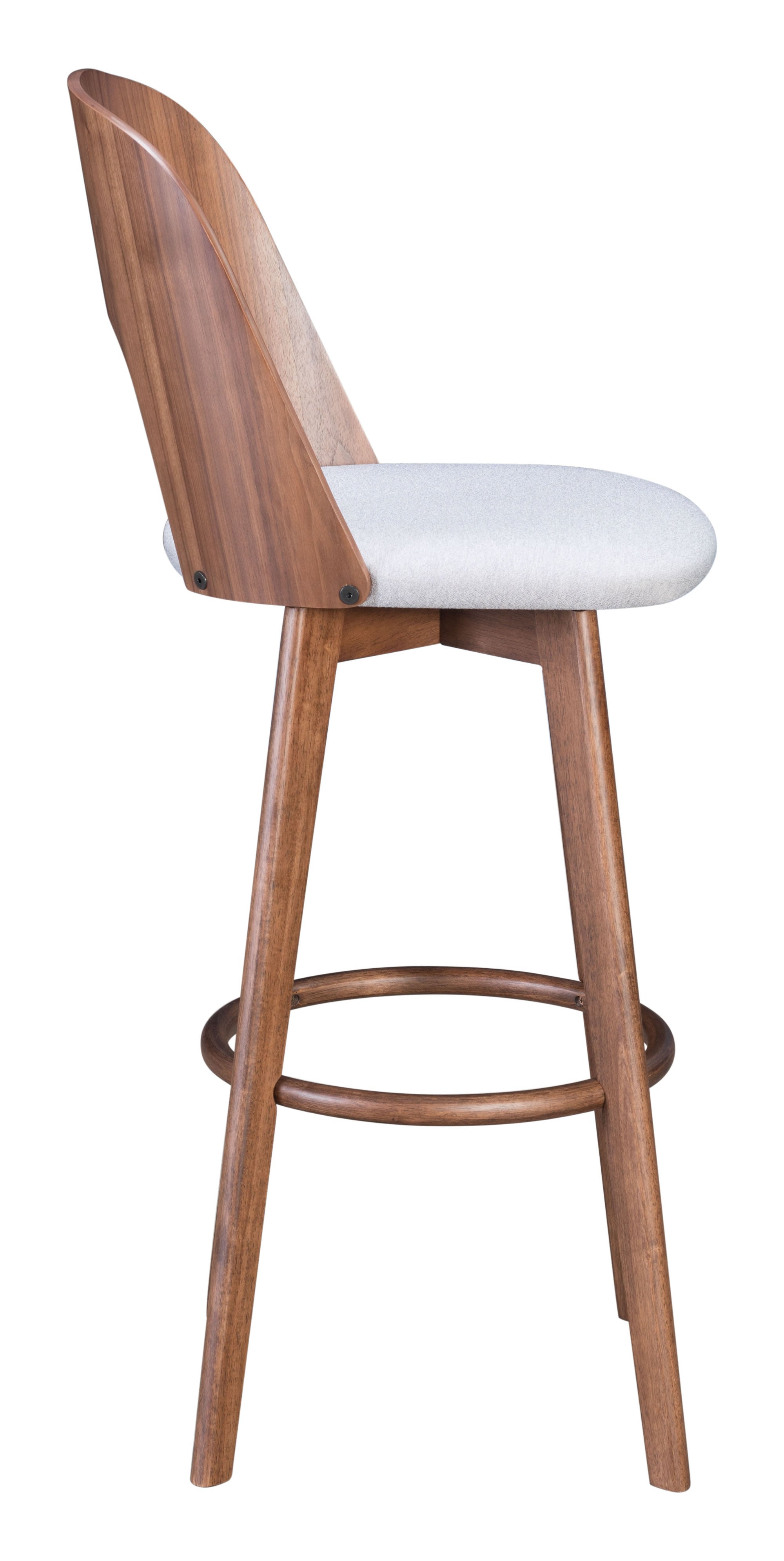 18.1" x 21.1" x 44.9" Walnut & Light Gray, Poly Blend, Wood Veneer, Barstool - Set of 2