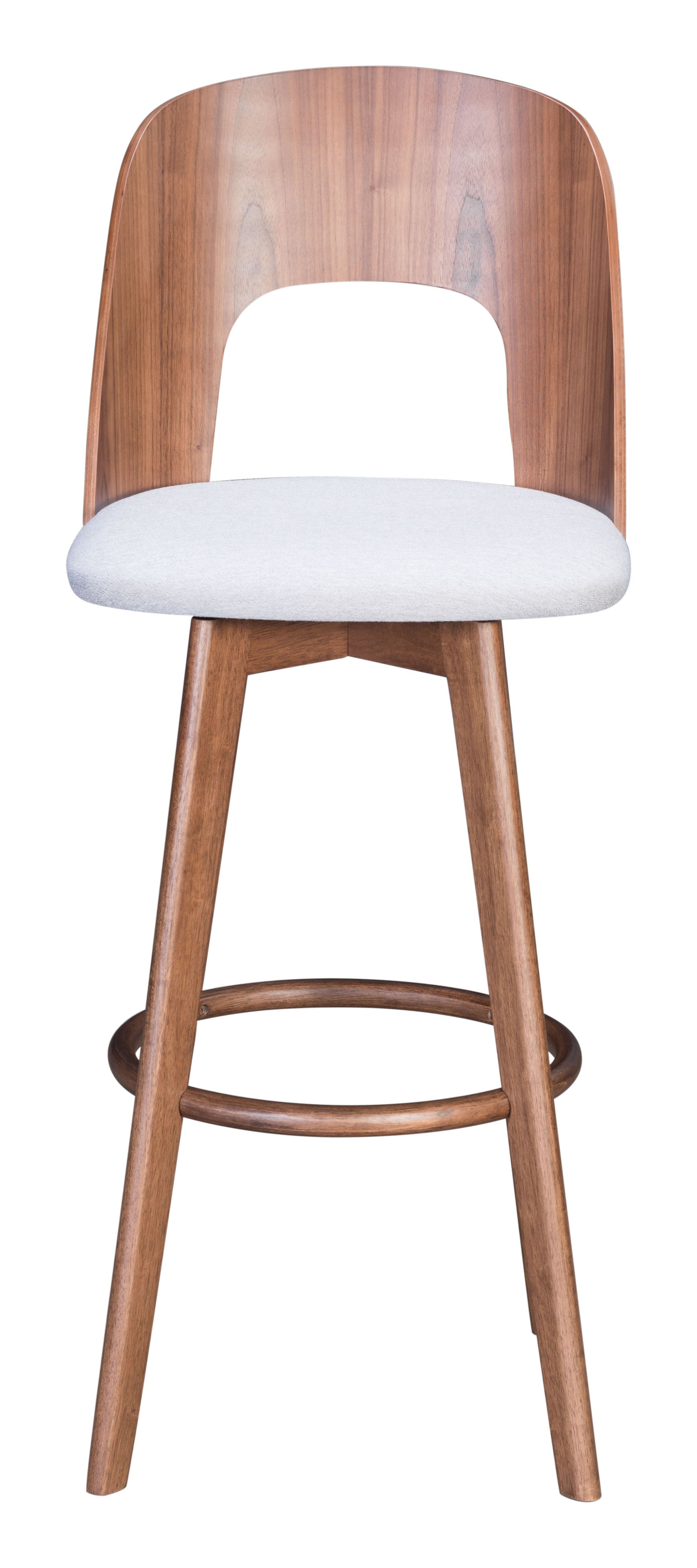 18.1" x 21.1" x 44.9" Walnut & Light Gray, Poly Blend, Wood Veneer, Barstool - Set of 2