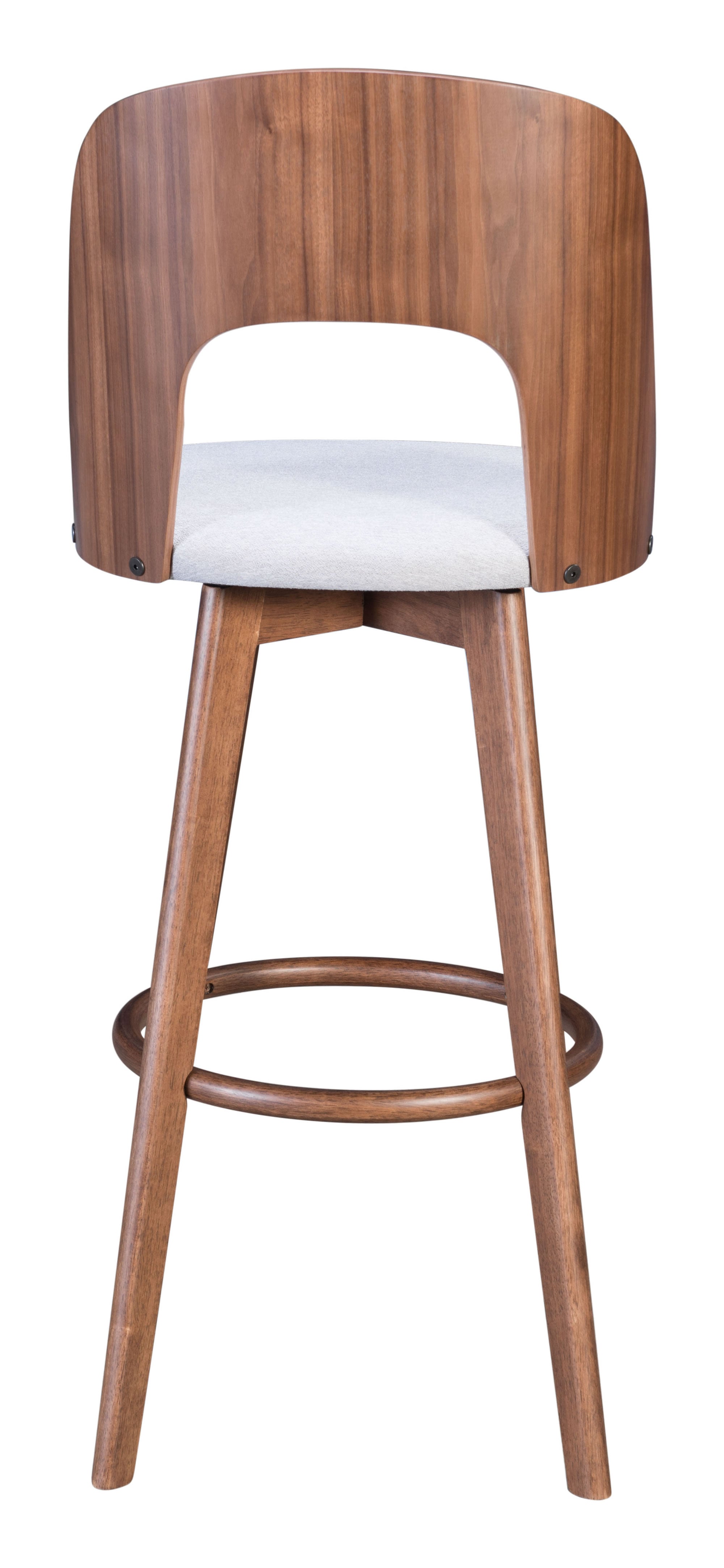18.1" x 21.1" x 44.9" Walnut & Light Gray, Poly Blend, Wood Veneer, Barstool - Set of 2