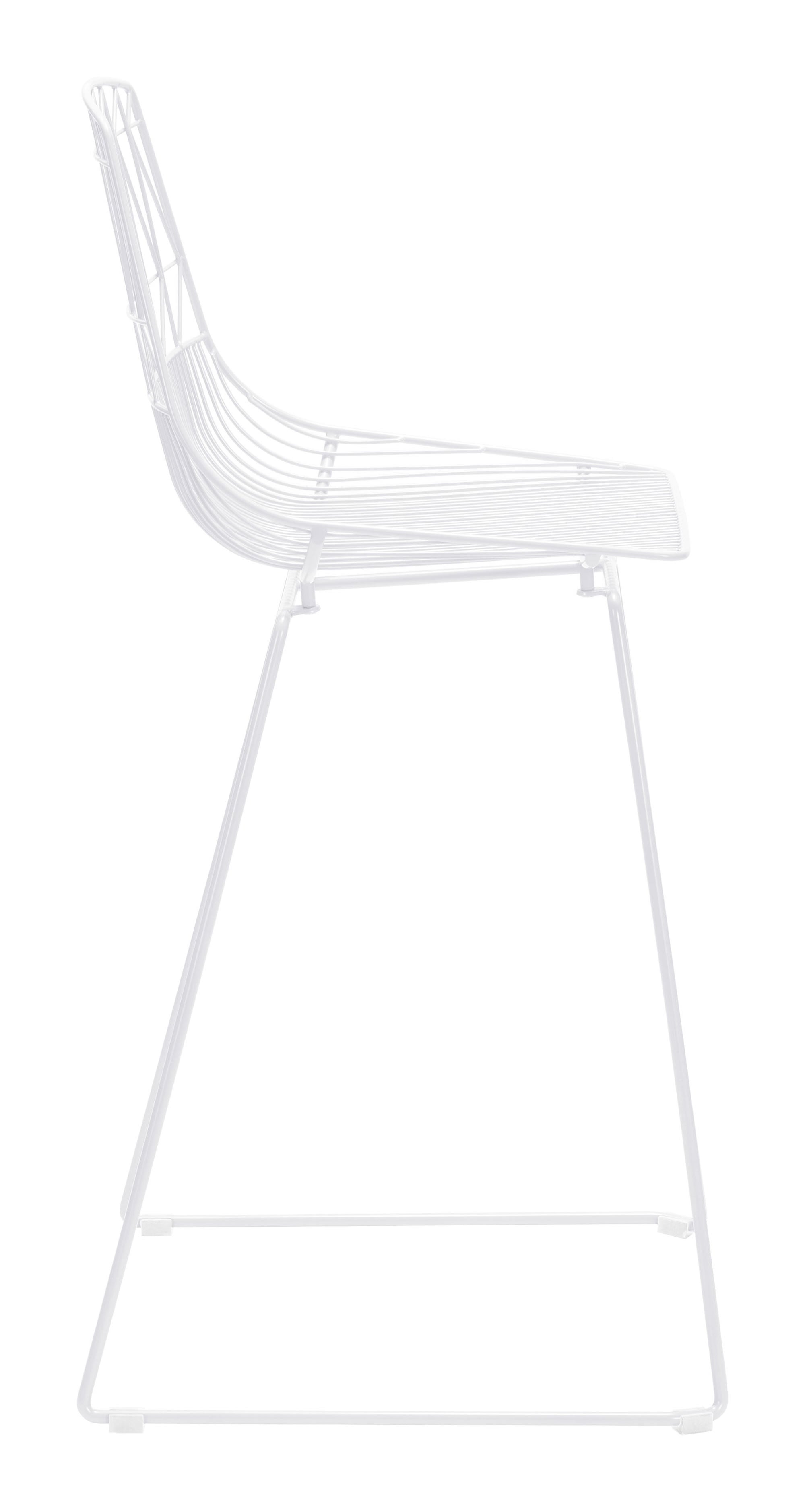 22" x 22" x 43.5" White, Steel, Bar Chair - Set of 2