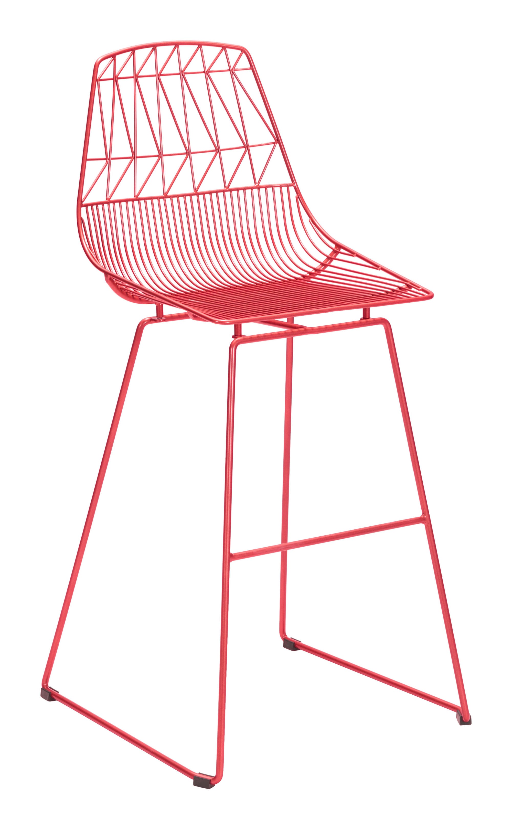 22" x 22" x 43.5" Red, Steel, Bar Chair - Set of 2