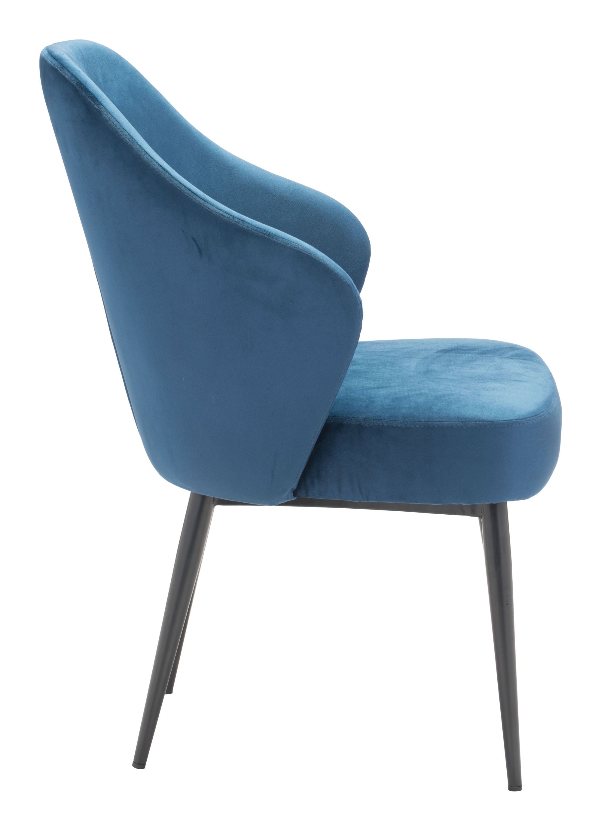 23.2" x 25.2" x 34.6" Navy, Velvet, Steel, Dining Chair