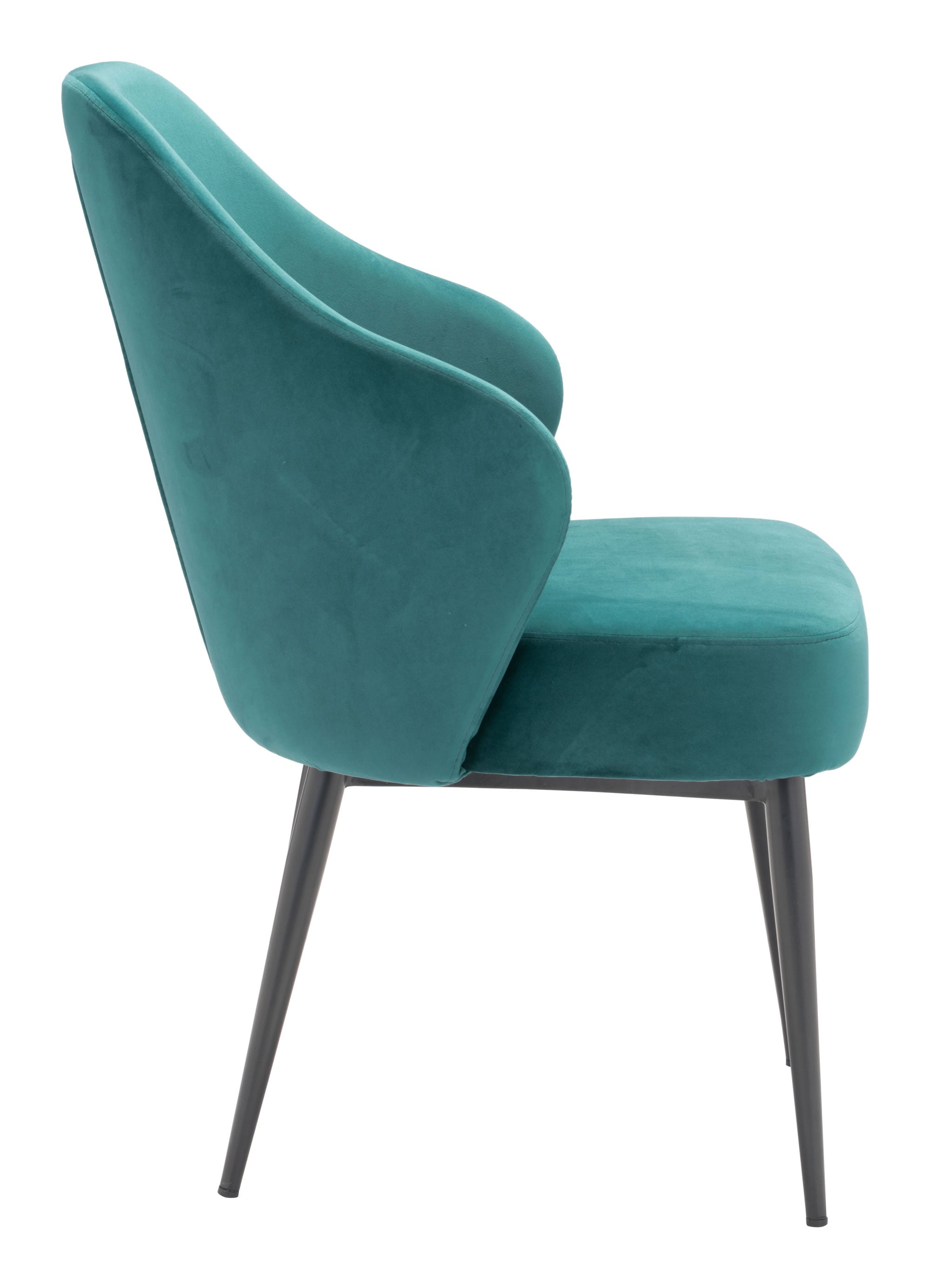 23.2" x 25.2" x 34.6" Green, Velvet, Steel, Dining Chair