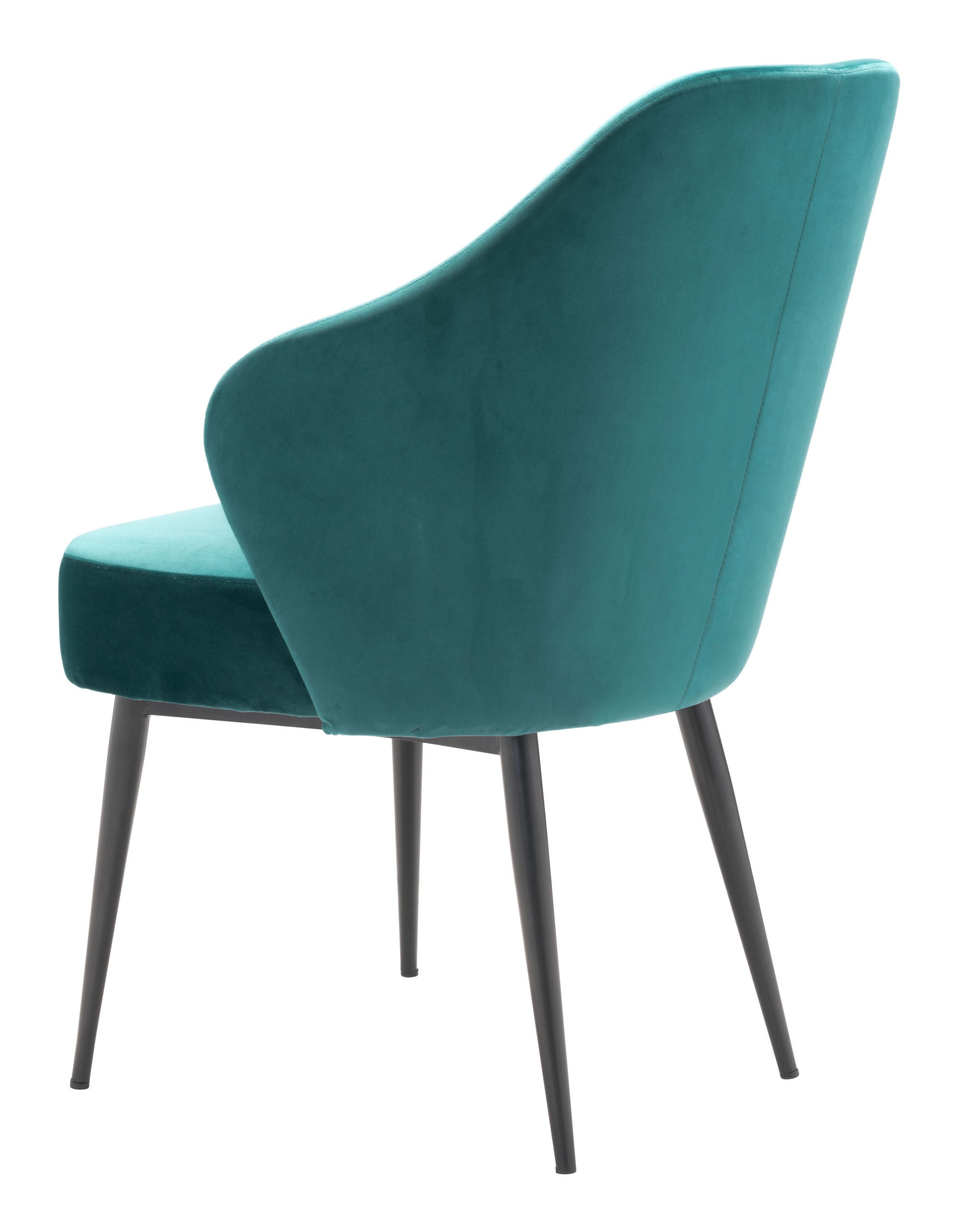 23.2" x 25.2" x 34.6" Green, Velvet, Steel, Dining Chair