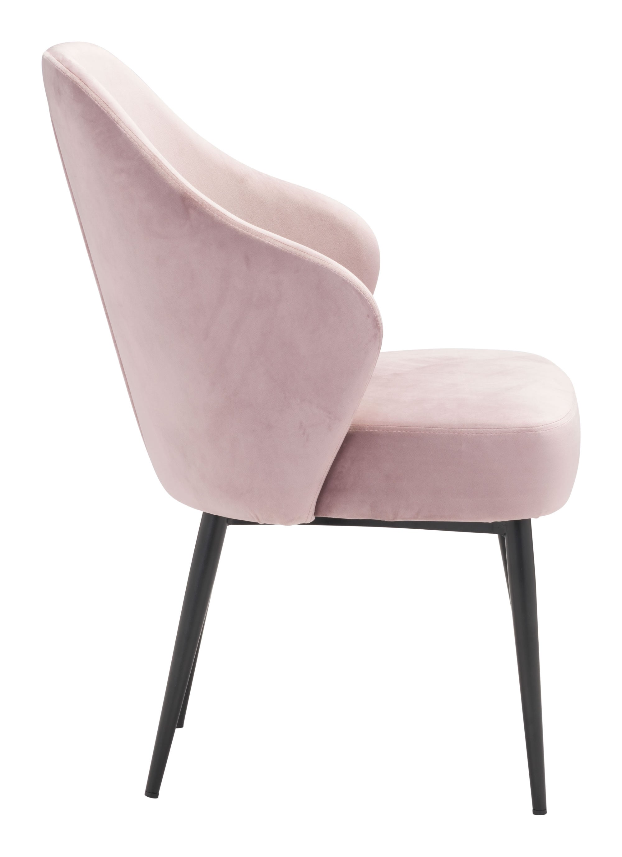 23.2" x 25.2" x 34.6" Light Pink, Velvet, Steel, Dining Chair