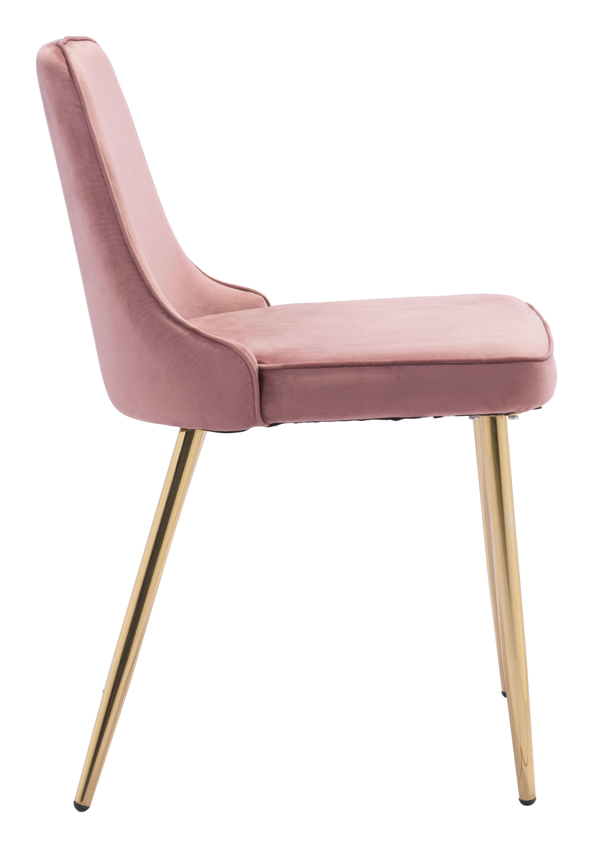 19.7" x 24.2" x 33.5" Pink Velvet Steel Dining Chair