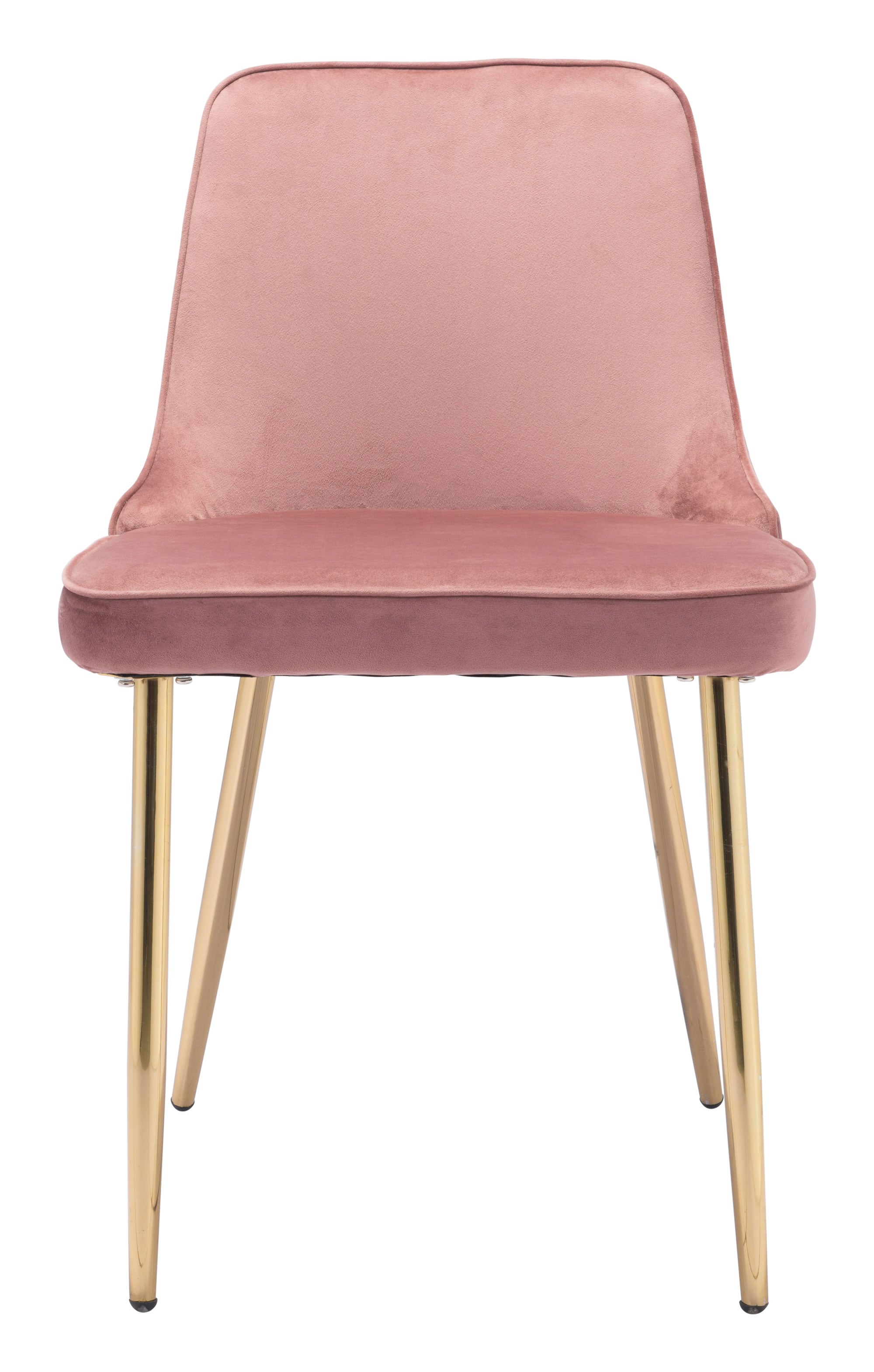 19.7" x 24.2" x 33.5" Pink Velvet Steel Dining Chair