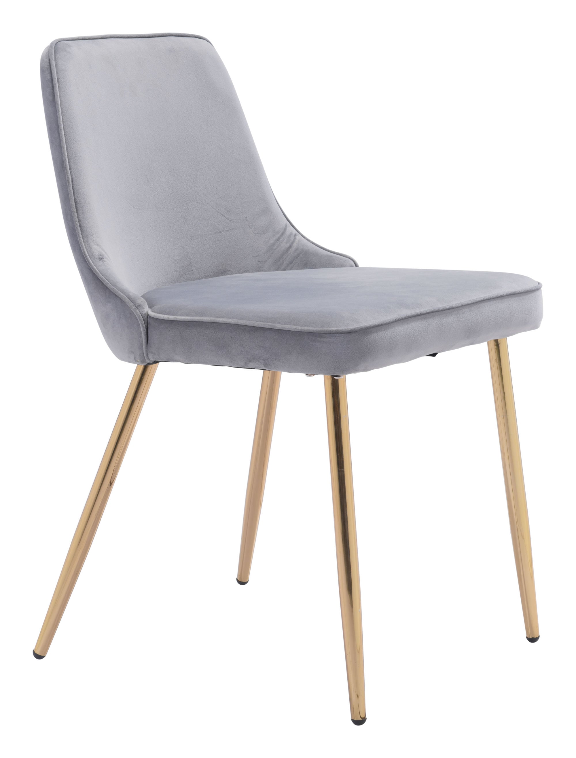 19.7" x 24.2" x 33.5" Gray, Velvet, Steel, Dining Chair