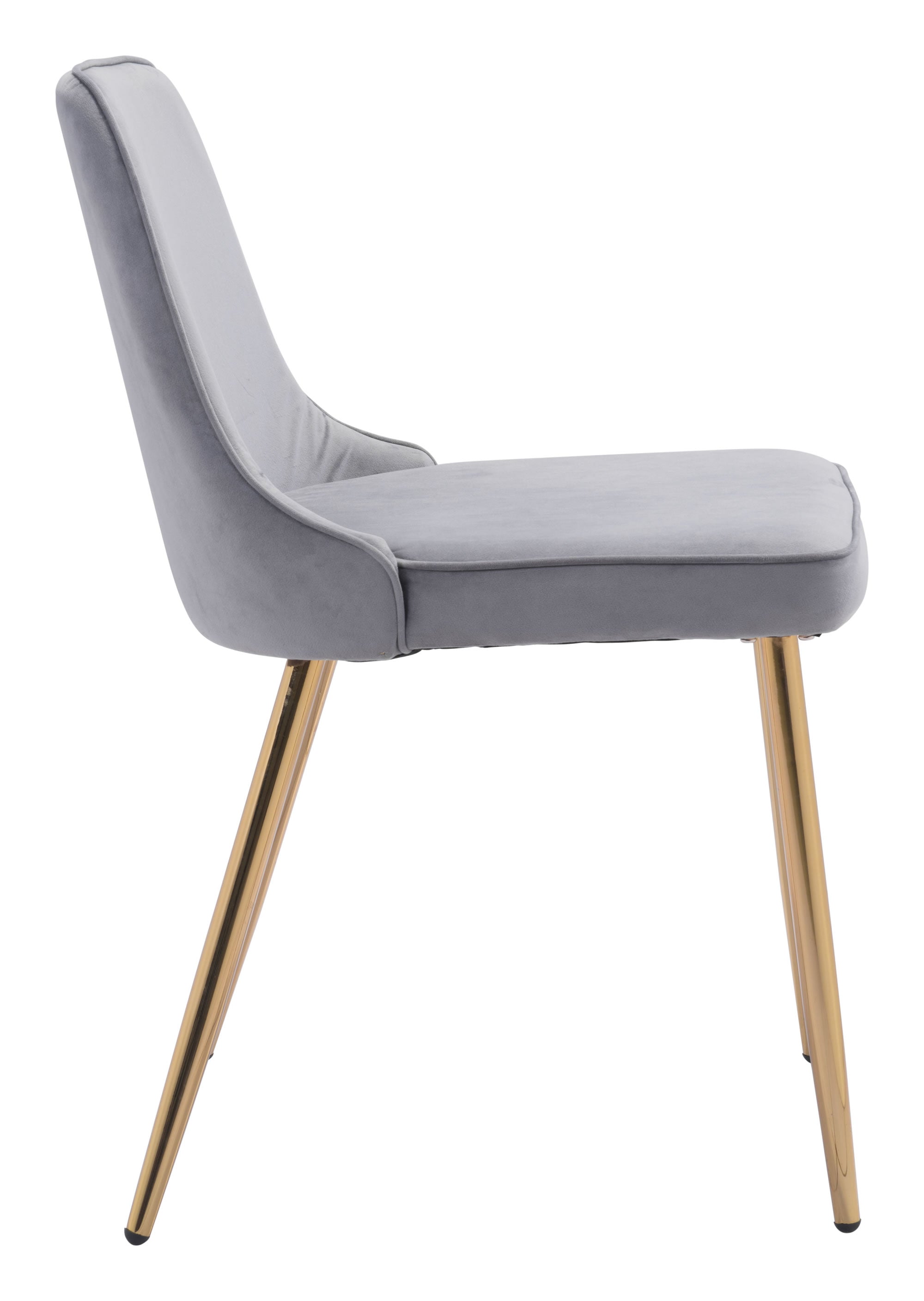 19.7" x 24.2" x 33.5" Gray, Velvet, Steel, Dining Chair