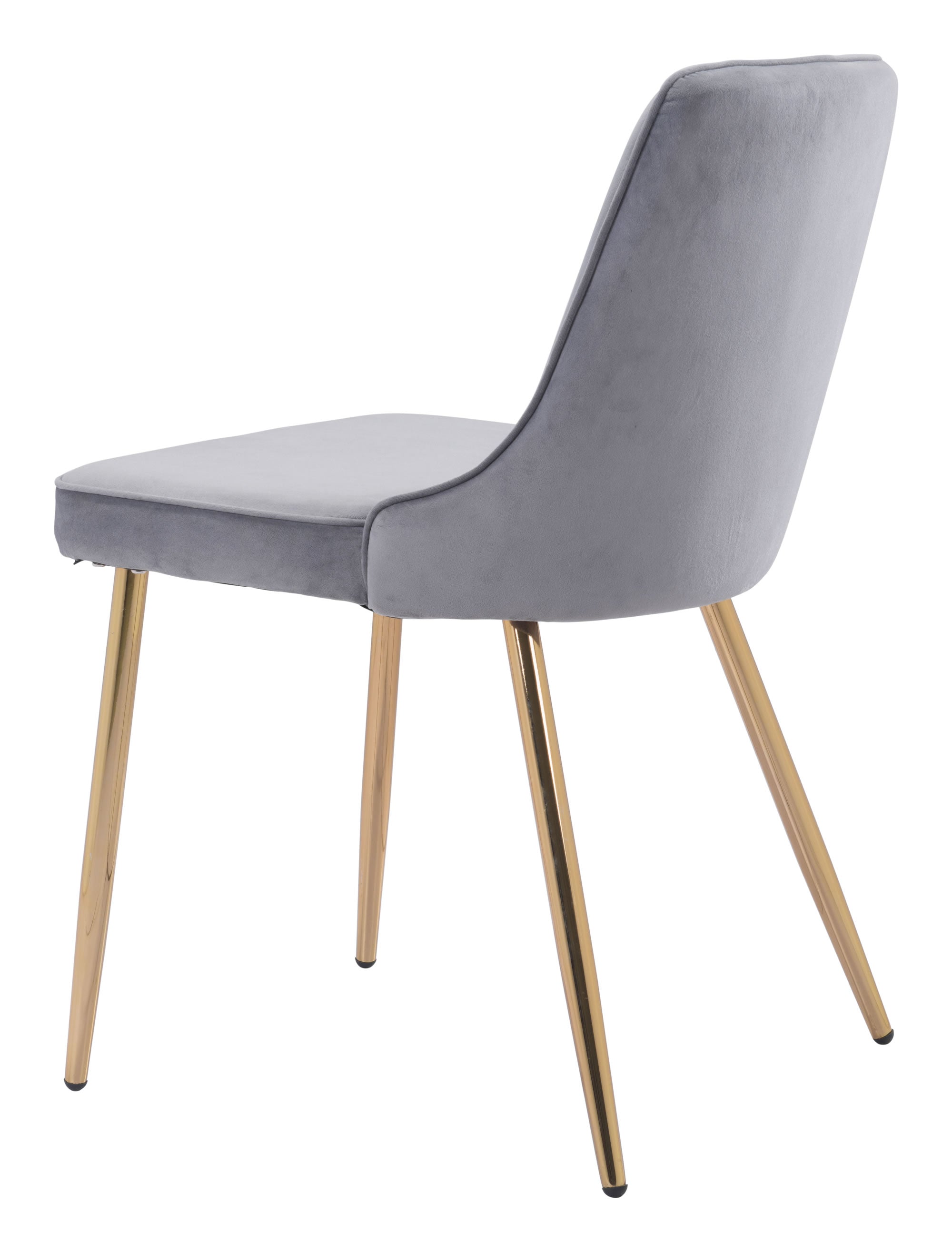 19.7" x 24.2" x 33.5" Gray, Velvet, Steel, Dining Chair