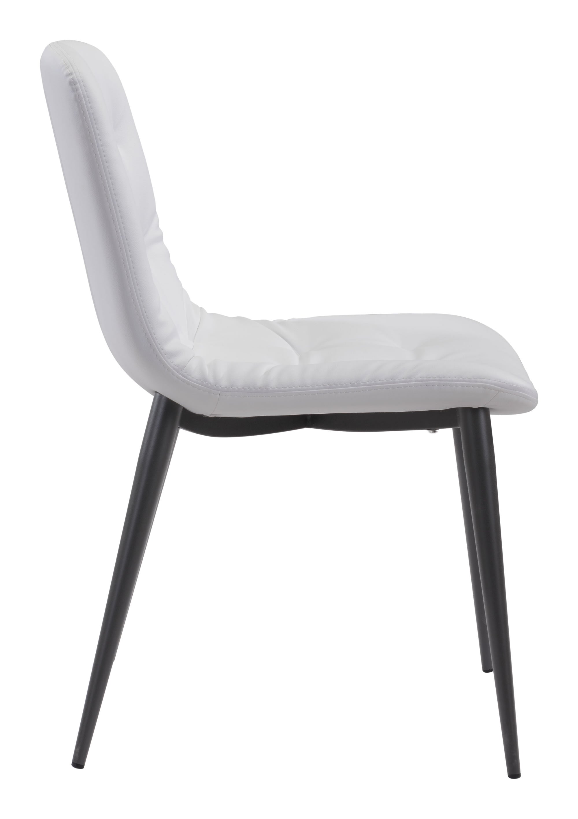 Faux Leather Tufted White Side Chairs Set of 2