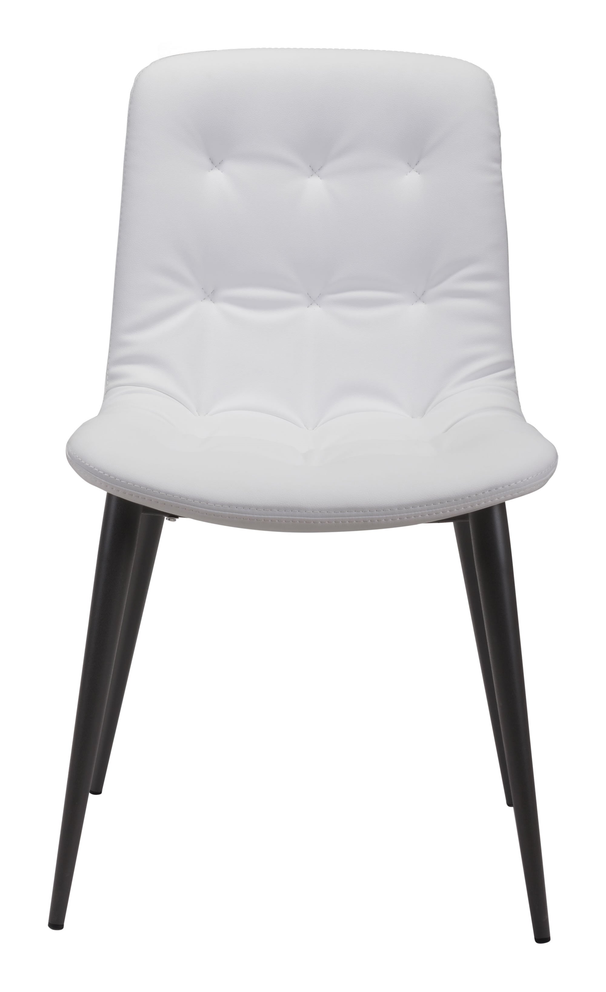 Faux Leather Tufted White Side Chairs Set of 2